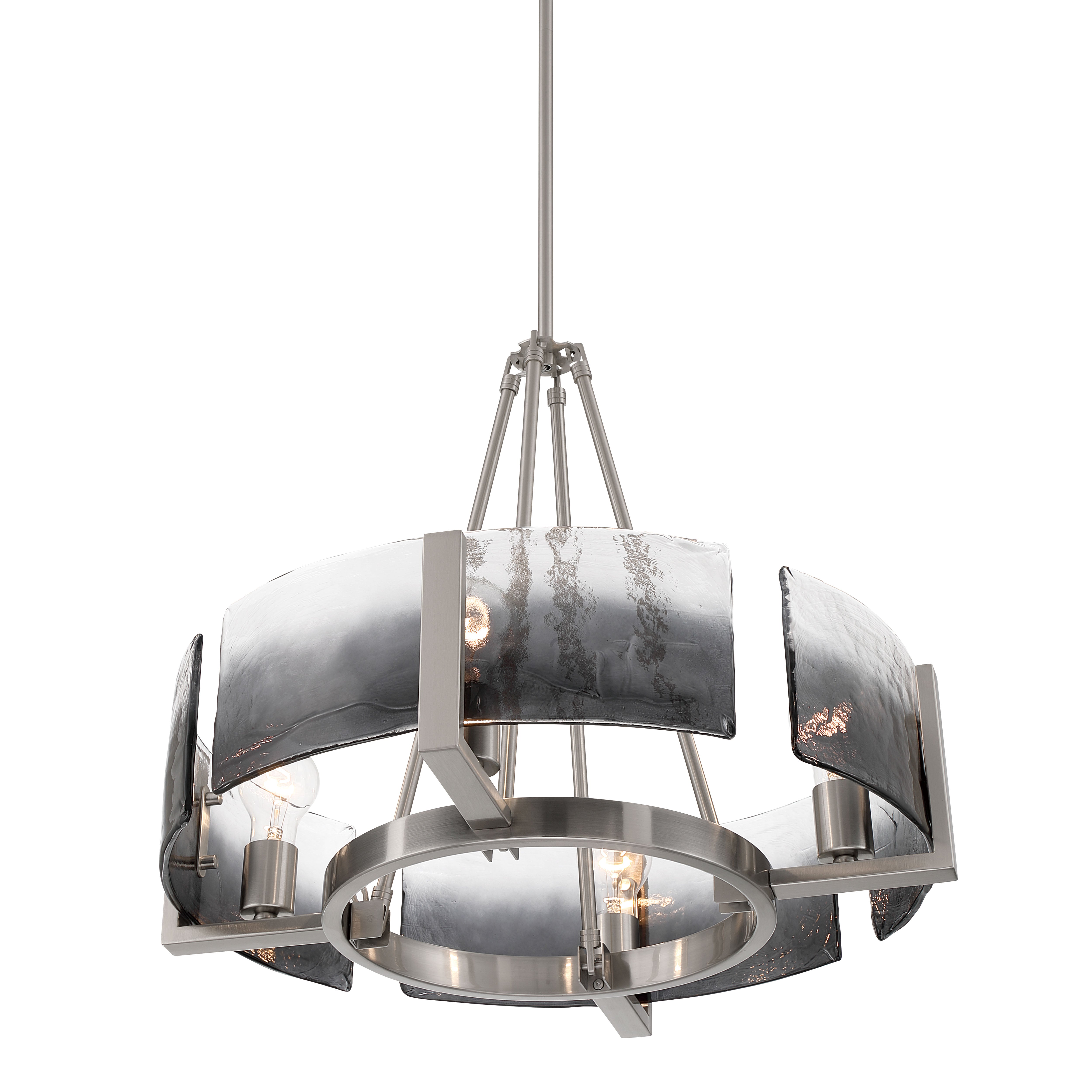Aenon 4-Light Chandelier in Pewter with Smokey Water Glass - - Golden Lighting