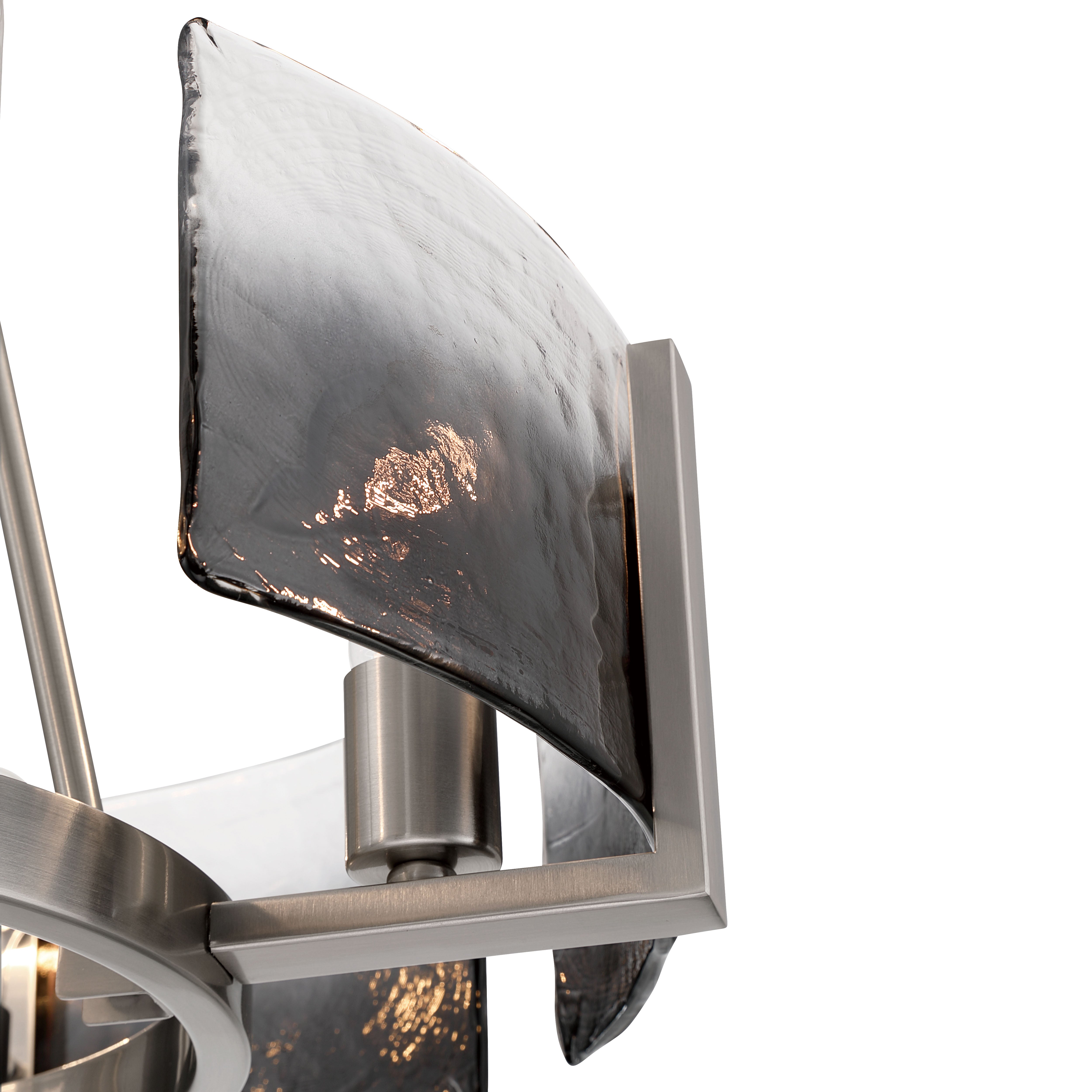 Aenon 4-Light Chandelier in Pewter with Smokey Water Glass - - Golden Lighting