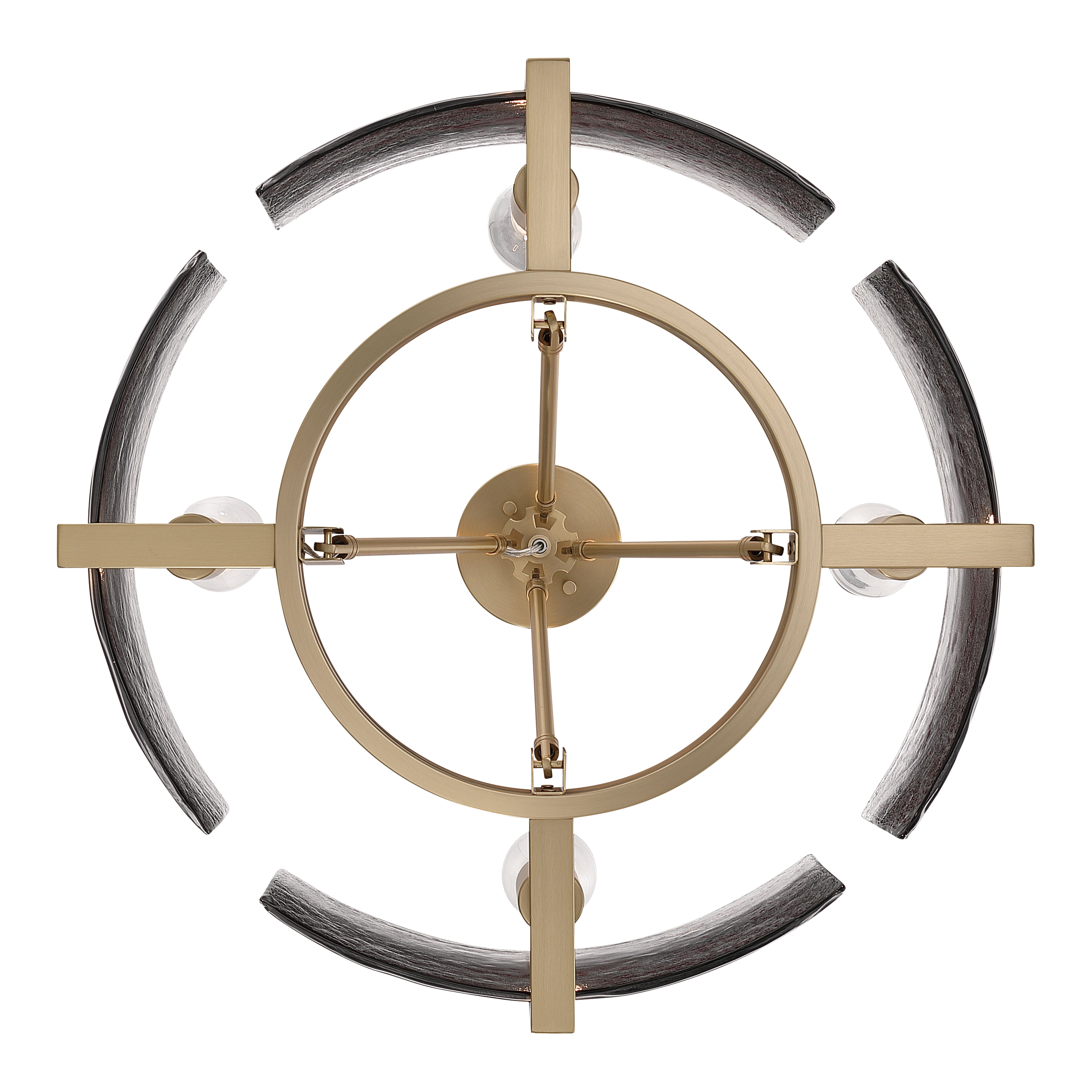 Aenon 4-light Semi-Flush Mount in Brushed Champagne Brass with Smokey Water Glass - - Golden Lighting
