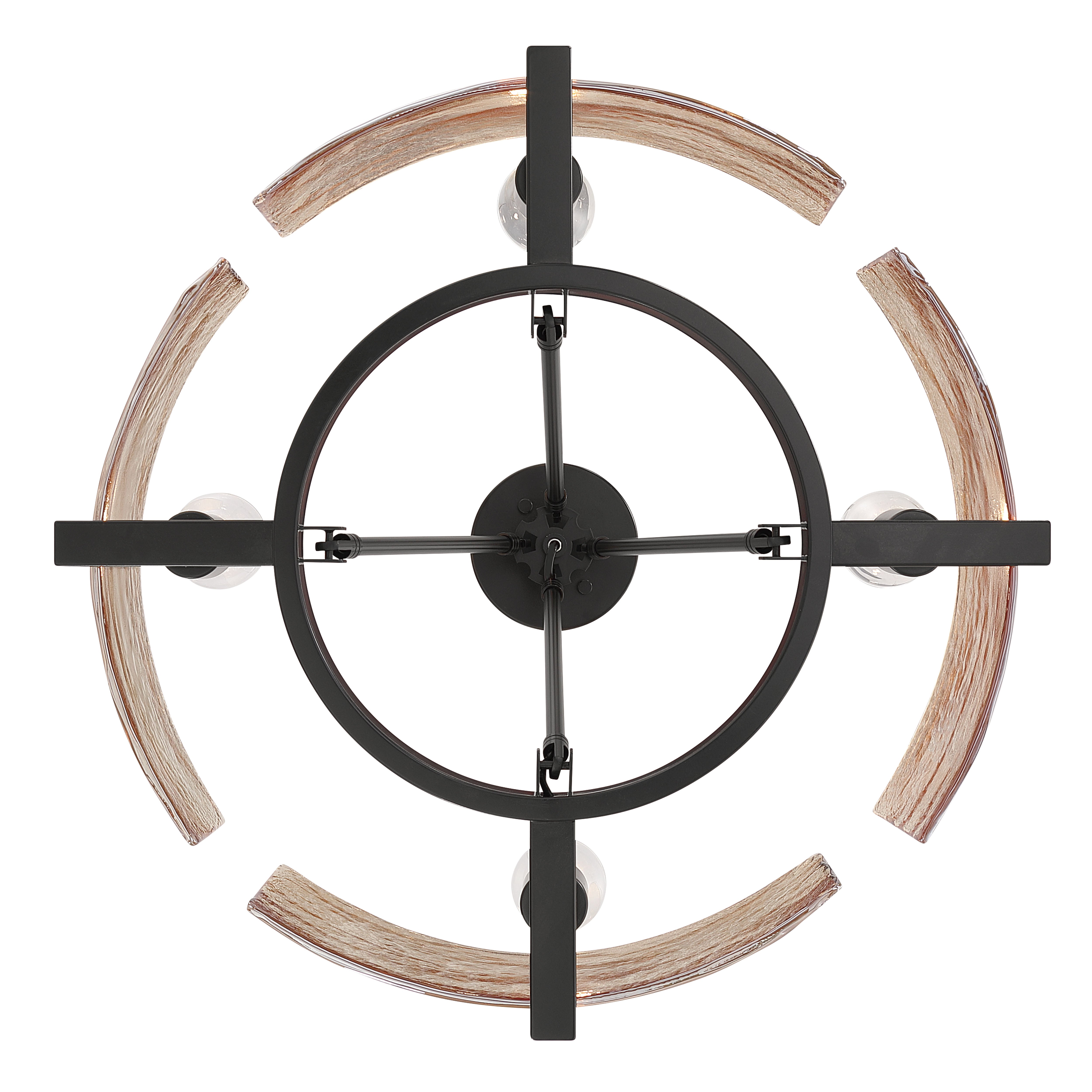 Aenon 4-light Semi-Flush Mount in Matte Black with Amber Water Glass - - Golden Lighting