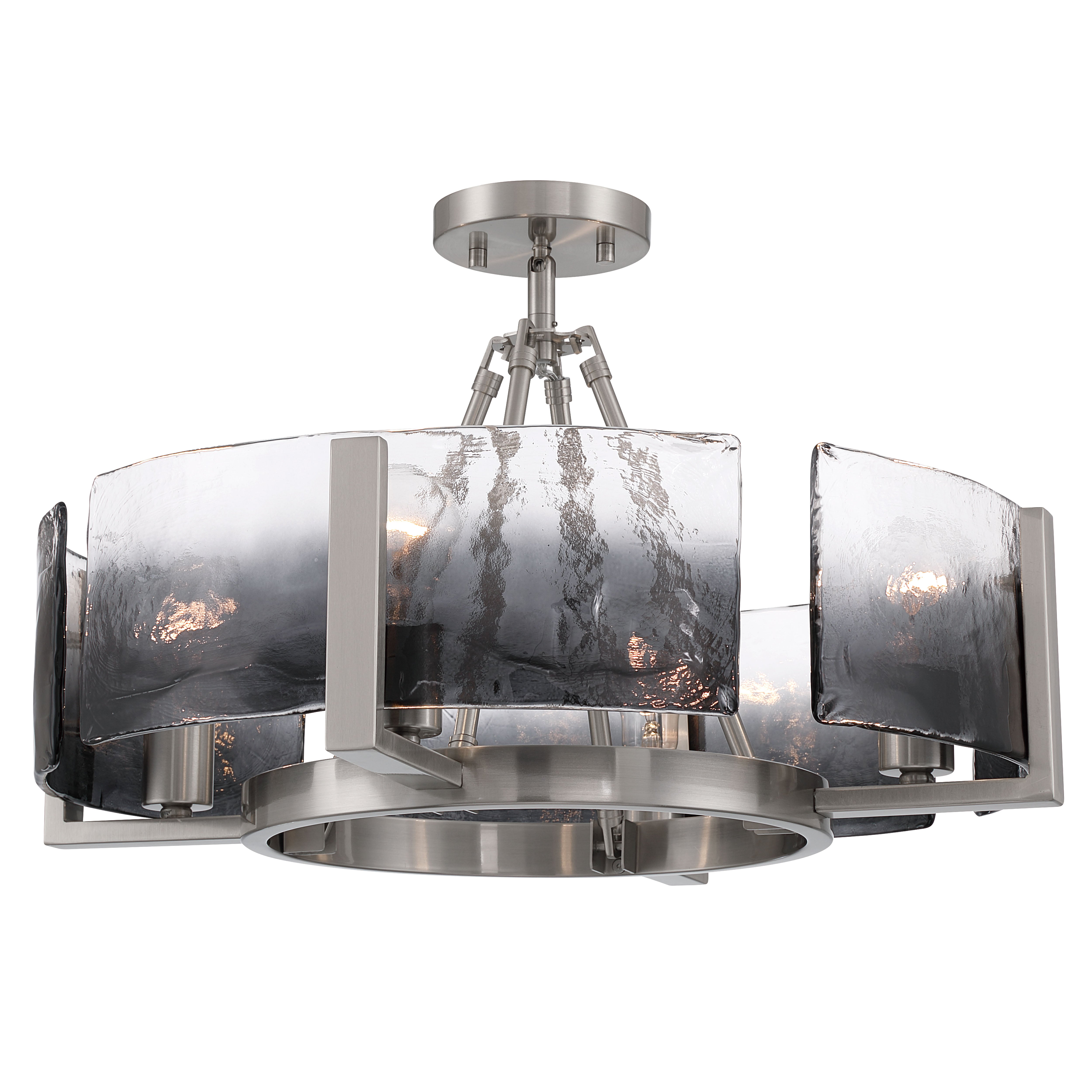 Aenon 4-light Semi-Flush Mount in Pewter with Smokey Water Glass - - Golden Lighting
