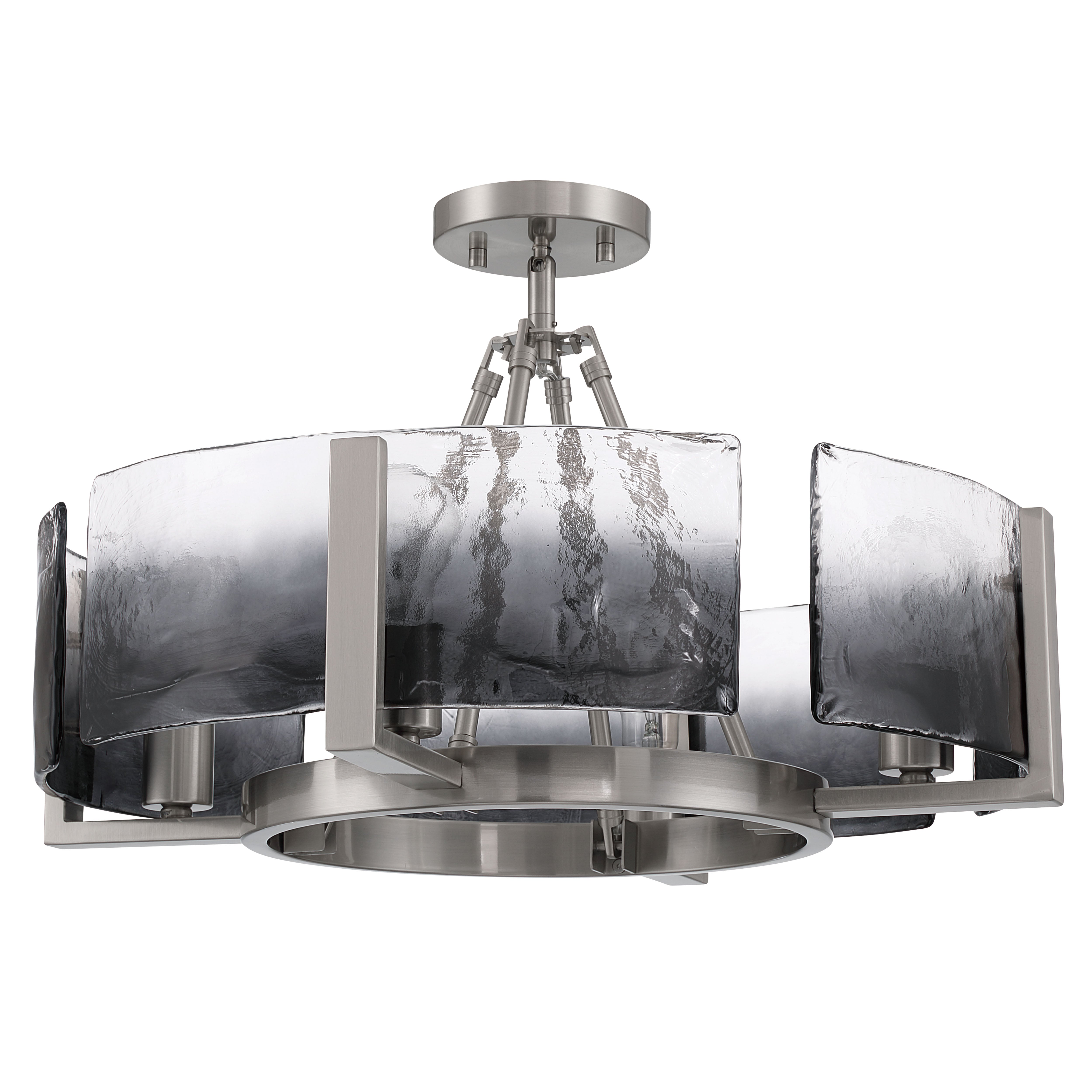 Aenon 4-light Semi-Flush Mount in Pewter with Smokey Water Glass - - Golden Lighting