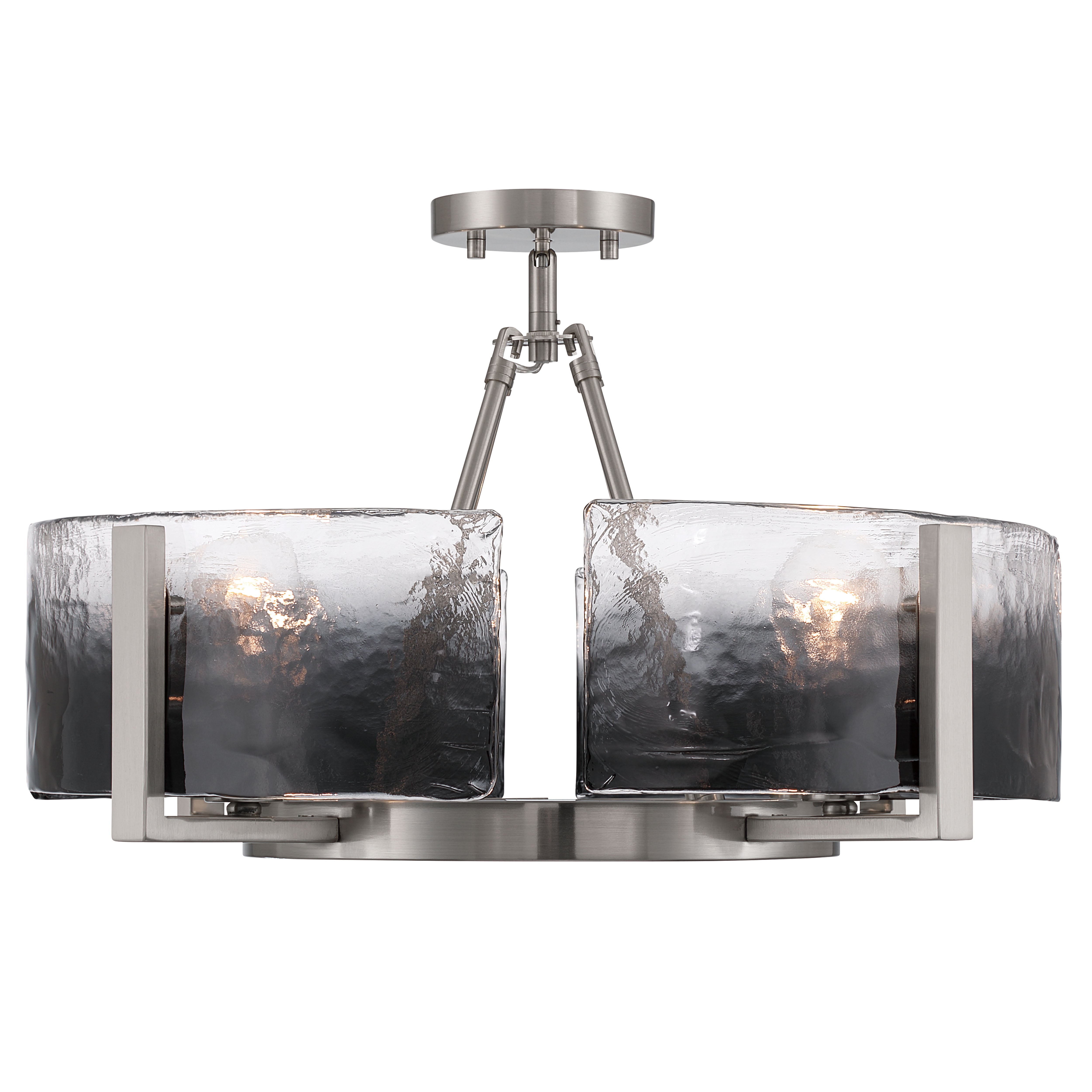 Aenon 4-light Semi-Flush Mount in Pewter with Smokey Water Glass - - Golden Lighting