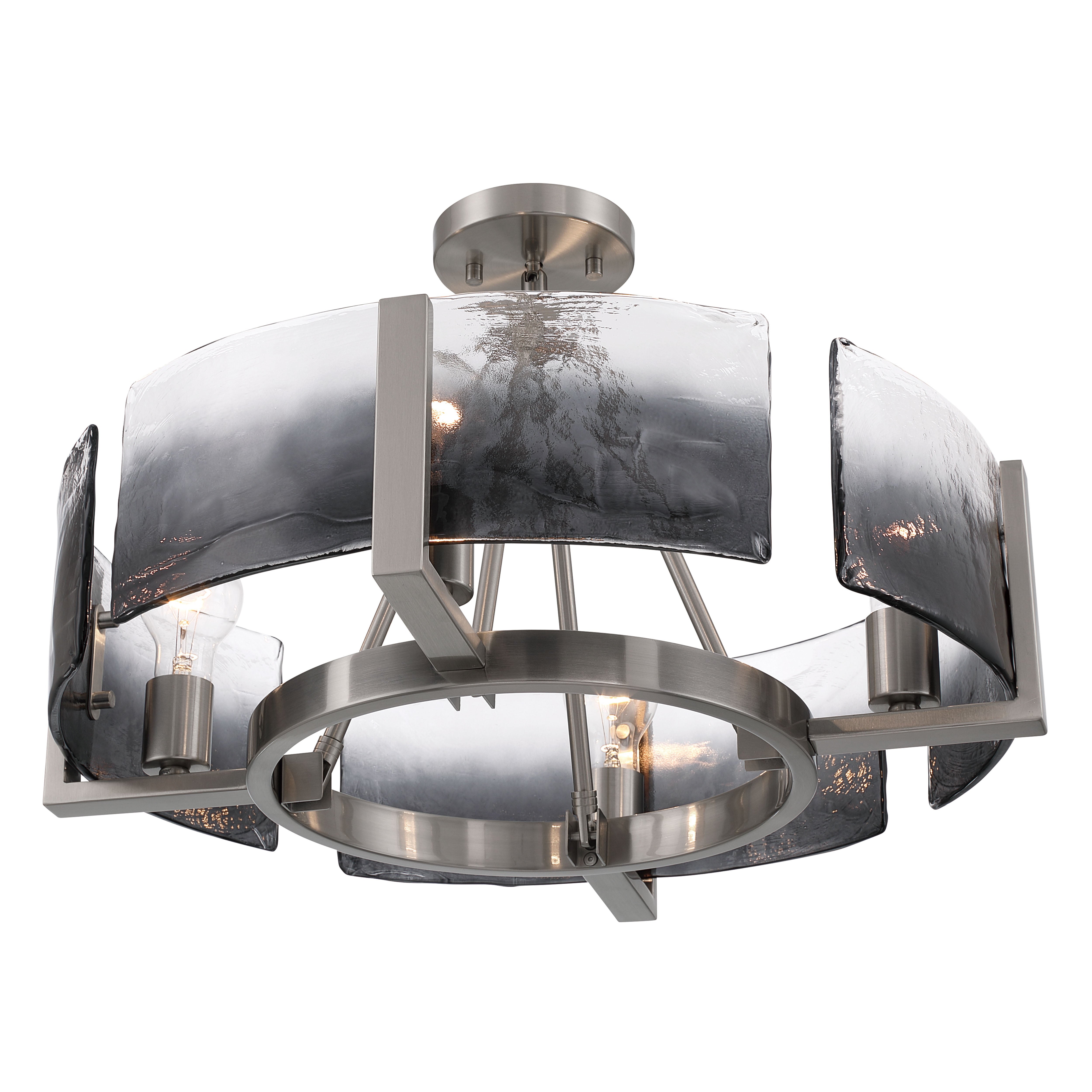 Aenon 4-light Semi-Flush Mount in Pewter with Smokey Water Glass - - Golden Lighting