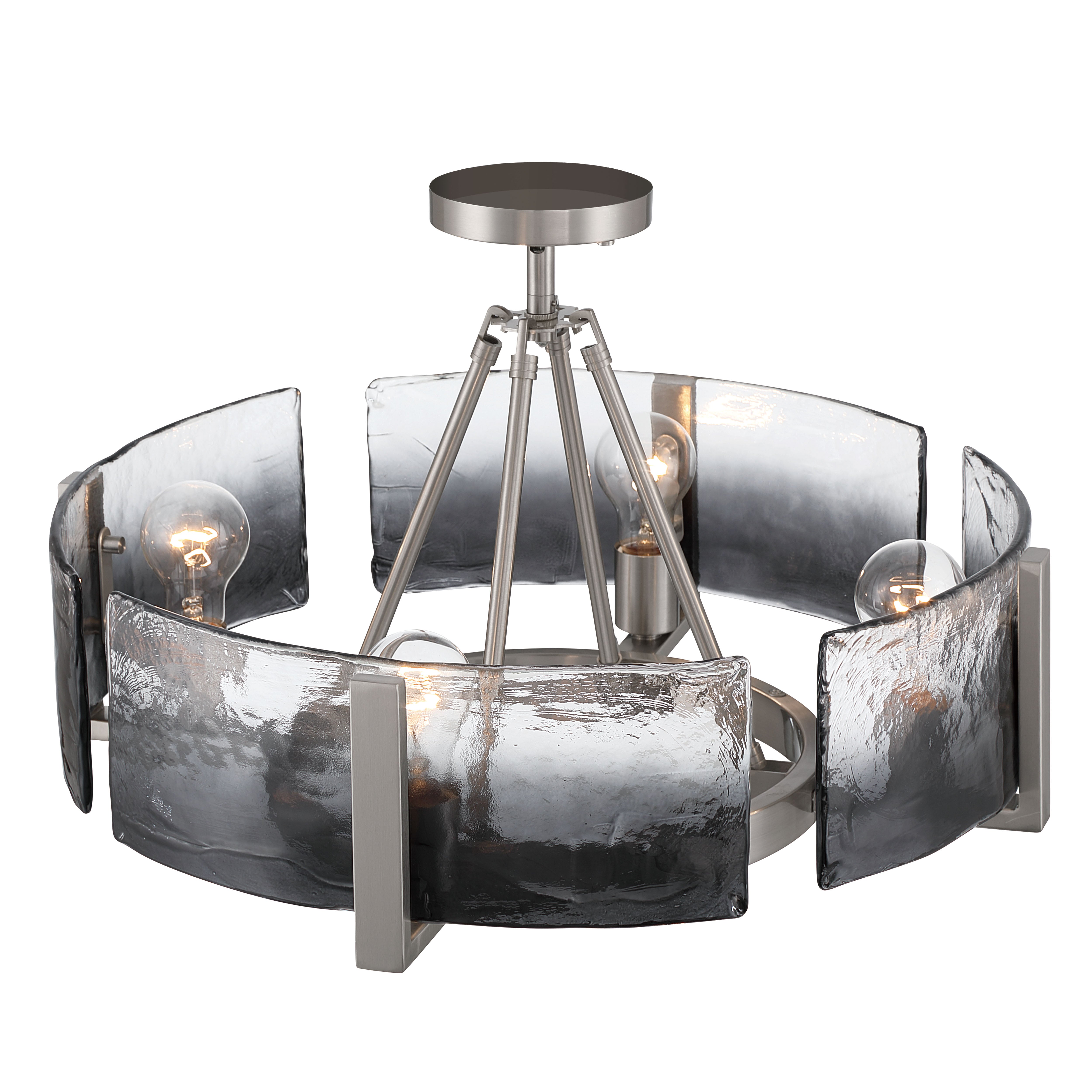 Aenon 4-light Semi-Flush Mount in Pewter with Smokey Water Glass - - Golden Lighting