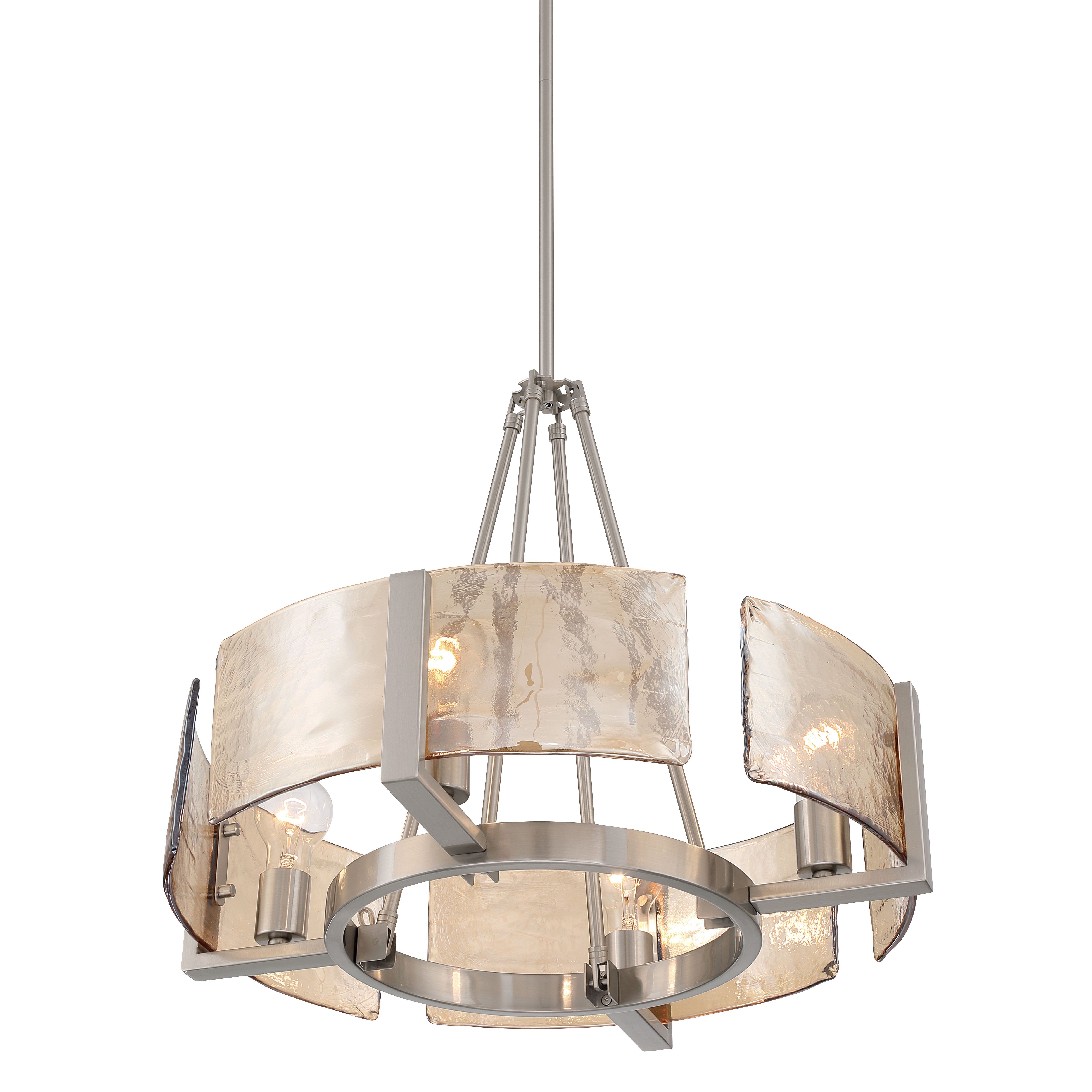 Yep by Golden Lighting Aenon 4-Light Chandelier in Pewter with Amber Water Glass