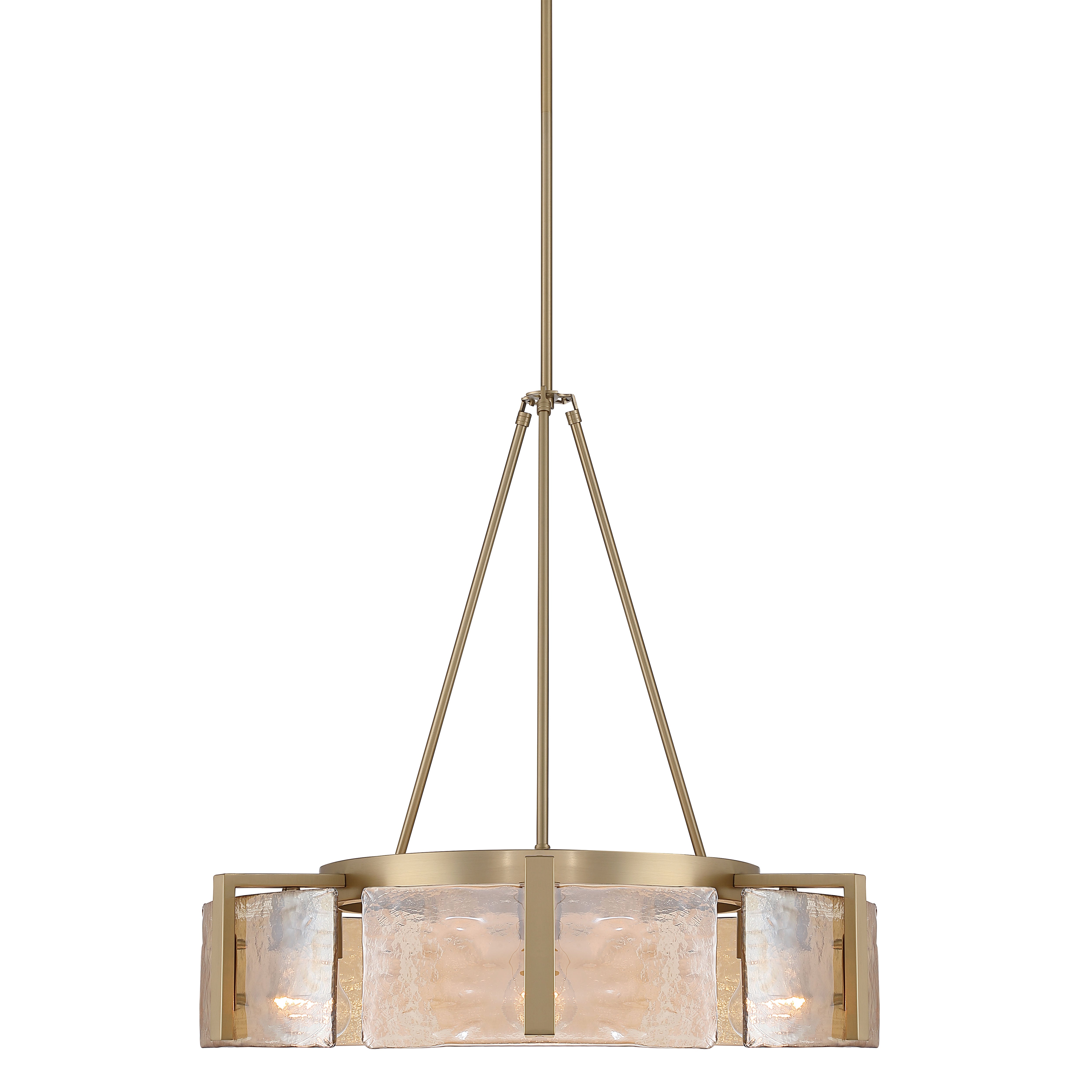 Aenon 6-light Chandelier in Brushed Champagne Brass with Amber Water Glass - - Golden Lighting
