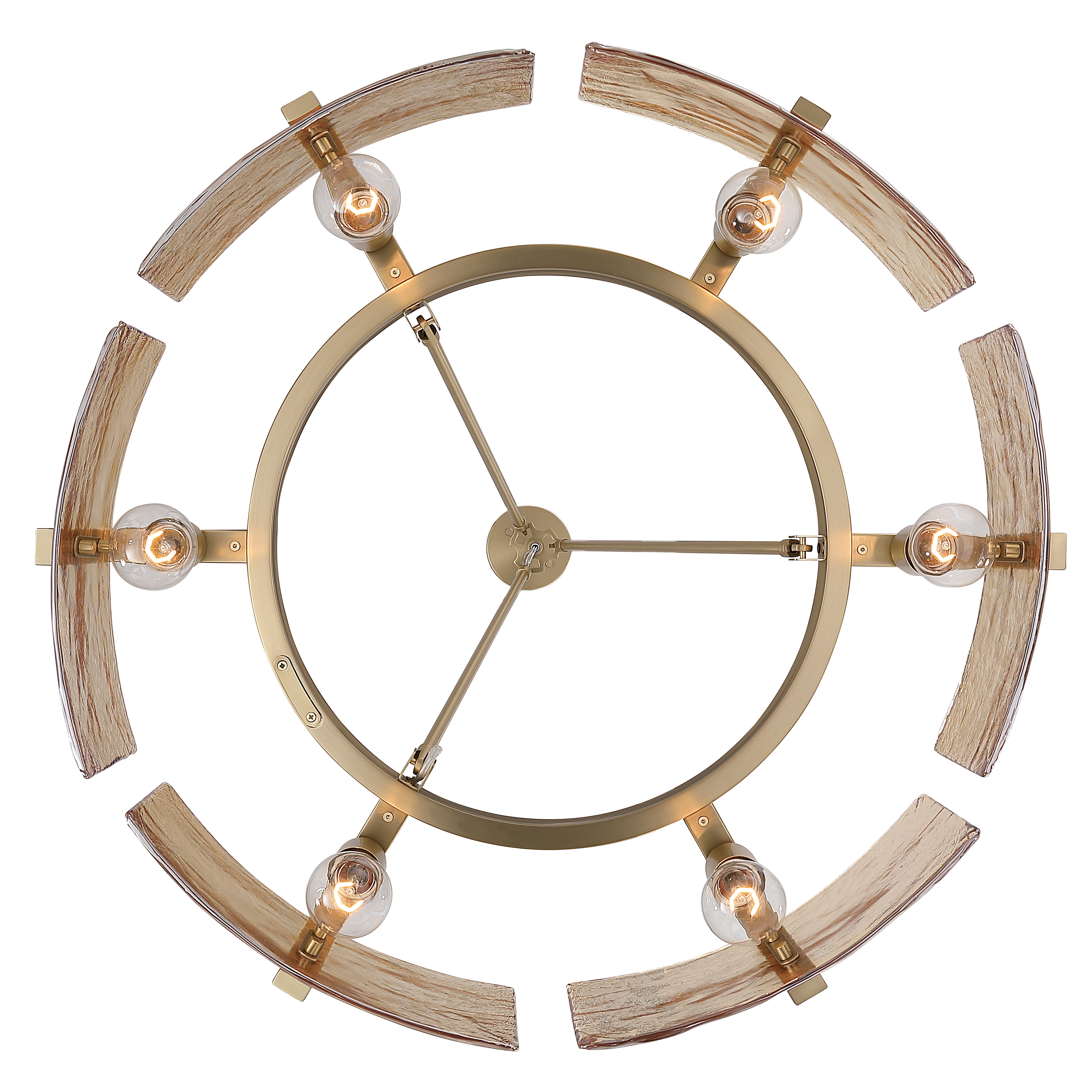 Aenon 6-light Chandelier in Brushed Champagne Brass with Amber Water Glass - - Golden Lighting
