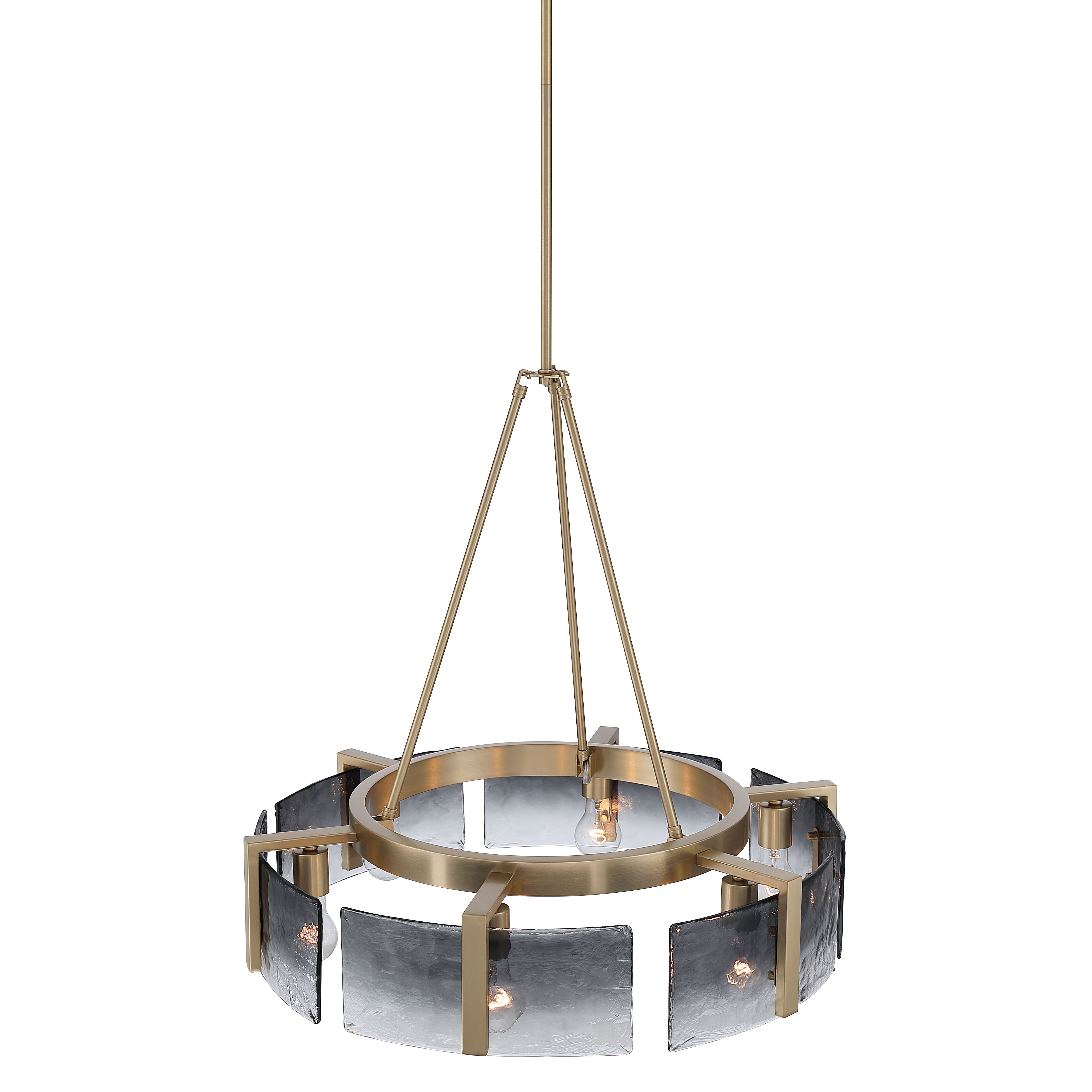 Aenon 6-light Chandelier in Brushed Champagne Brass with Smokey Water Glass - - Golden Lighting