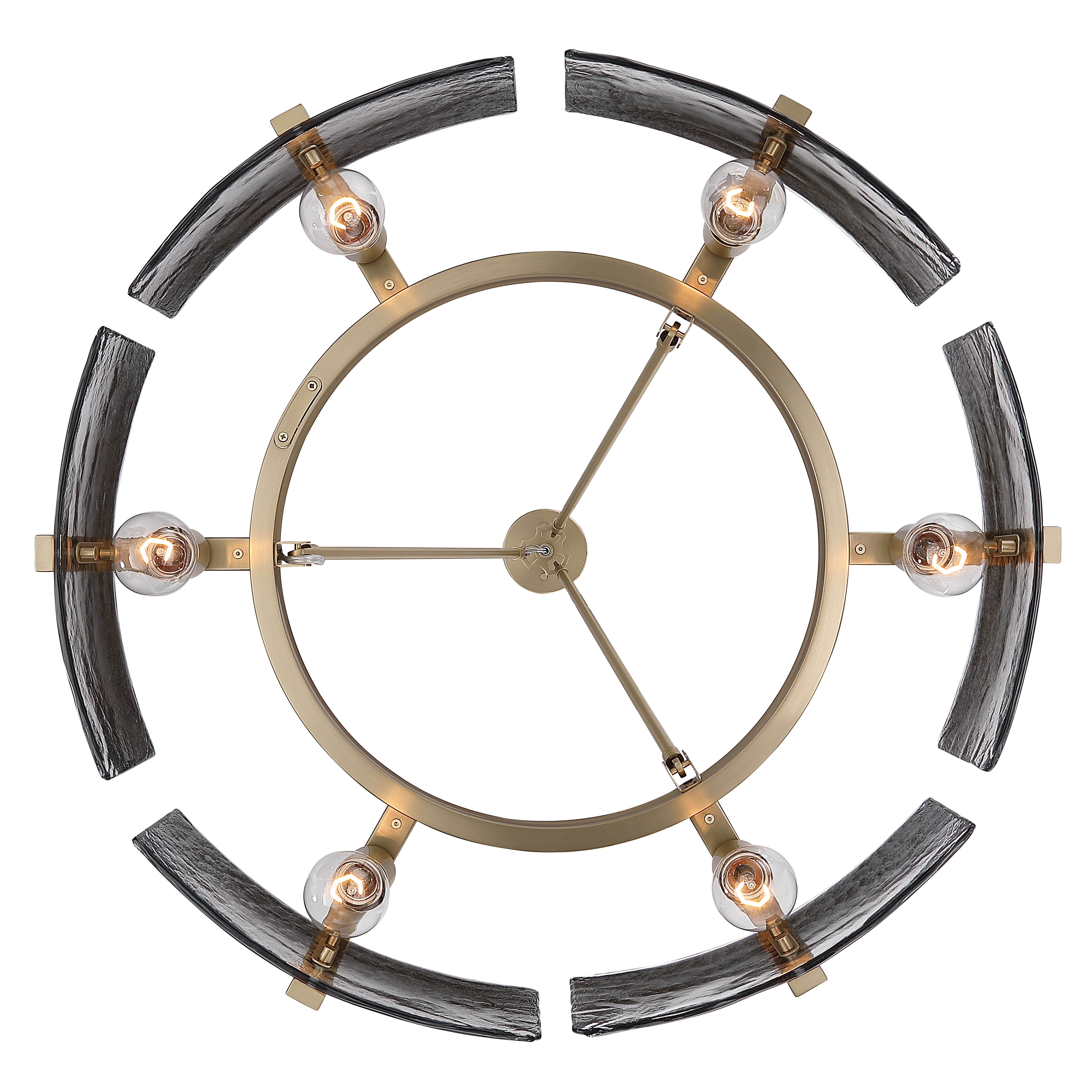 Aenon 6-light Chandelier in Brushed Champagne Brass with Smokey Water Glass - - Golden Lighting