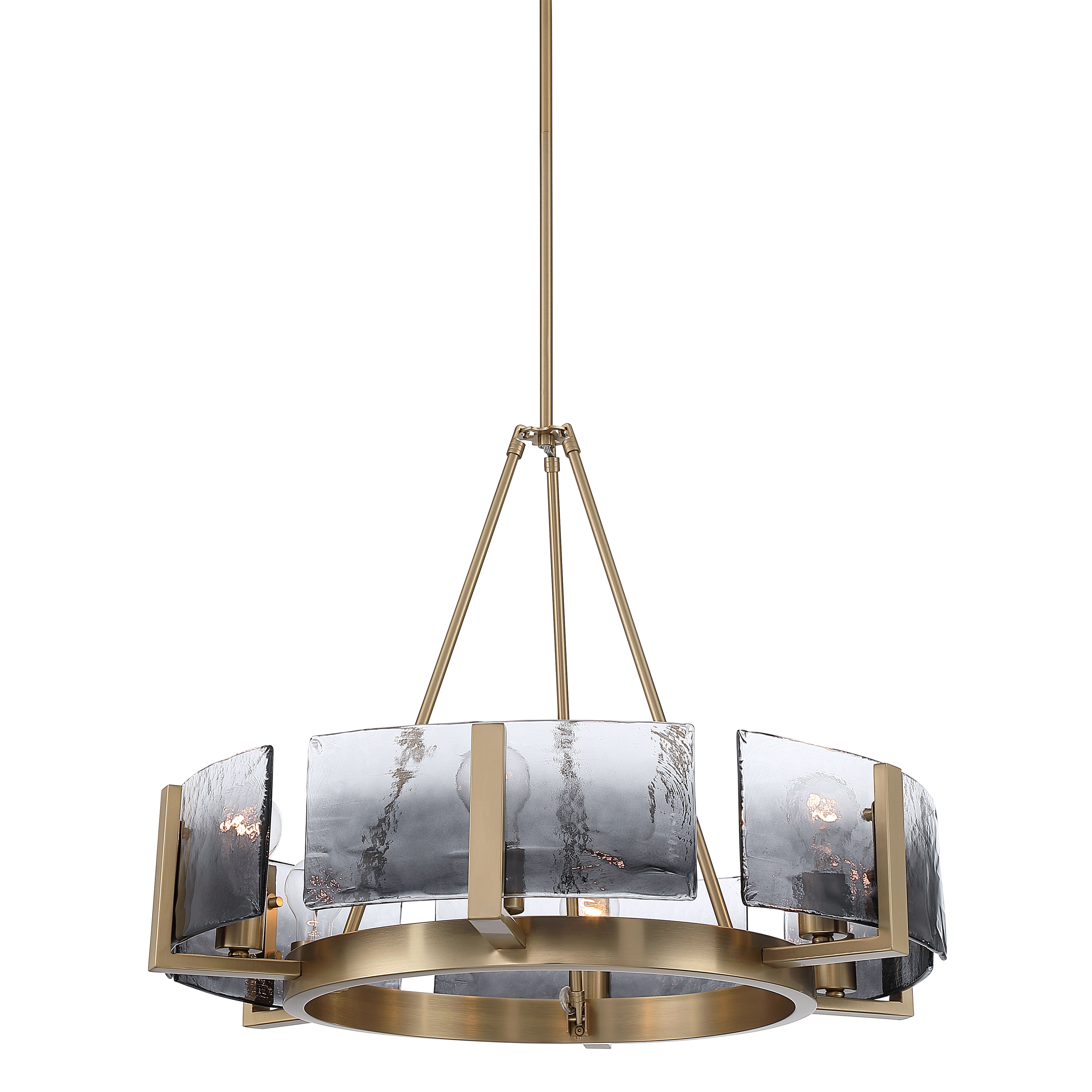Aenon 6-light Chandelier in Brushed Champagne Brass with Smokey Water Glass - - Golden Lighting