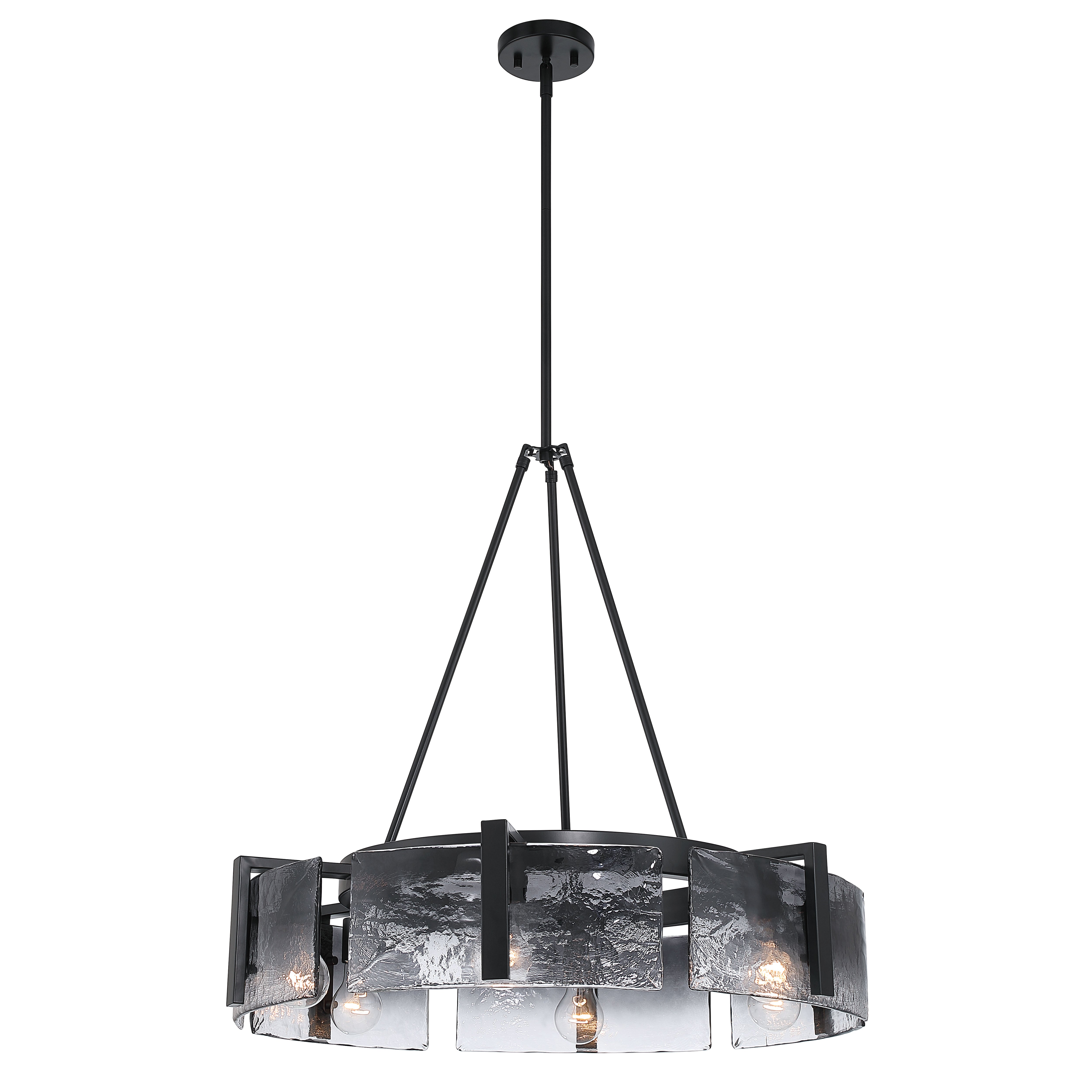 Aenon 6-light Chandelier in Matte Black with Smokey Water Glass