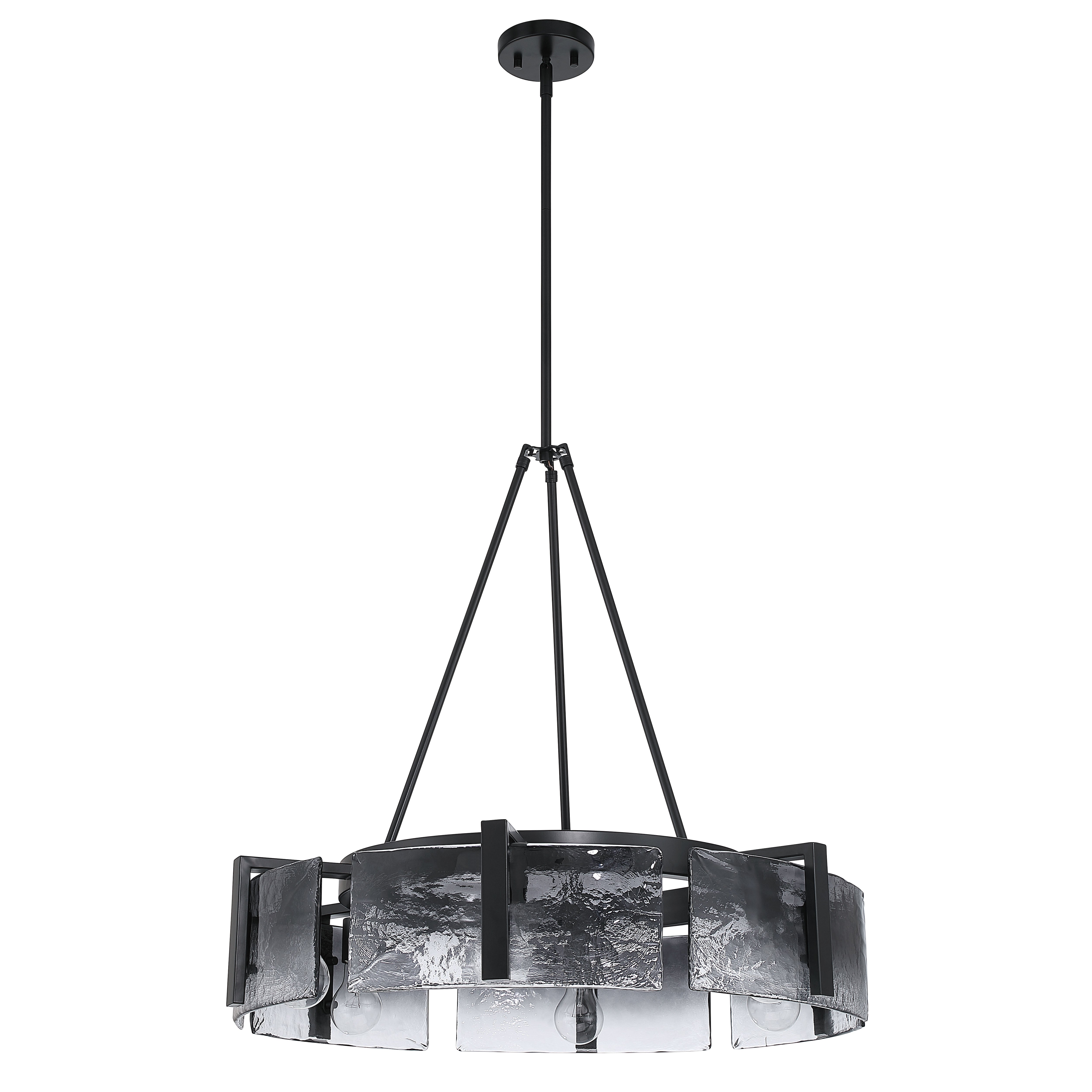 Aenon 6-light Chandelier in Matte Black with Smokey Water Glass