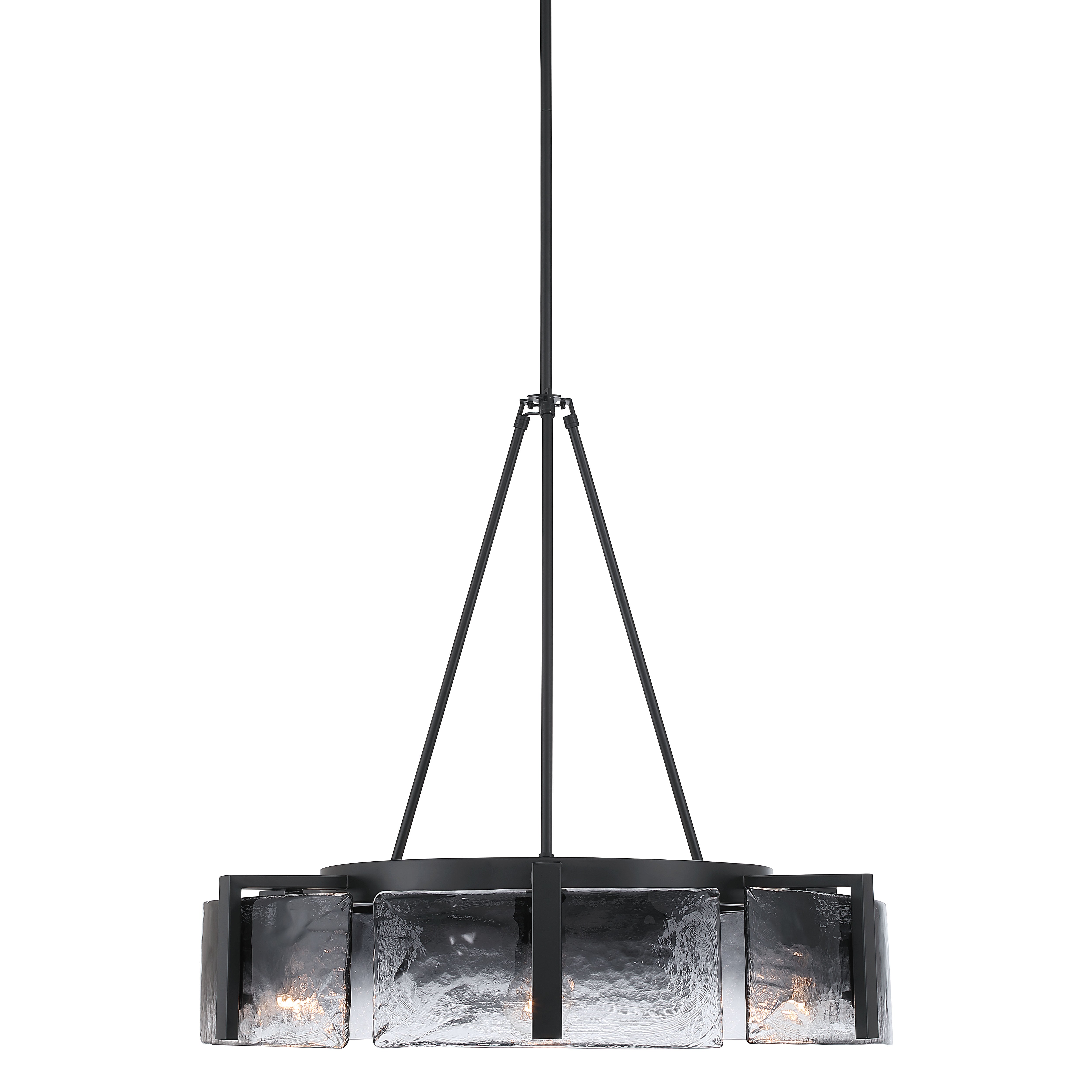 Aenon 6-light Chandelier in Matte Black with Smokey Water Glass