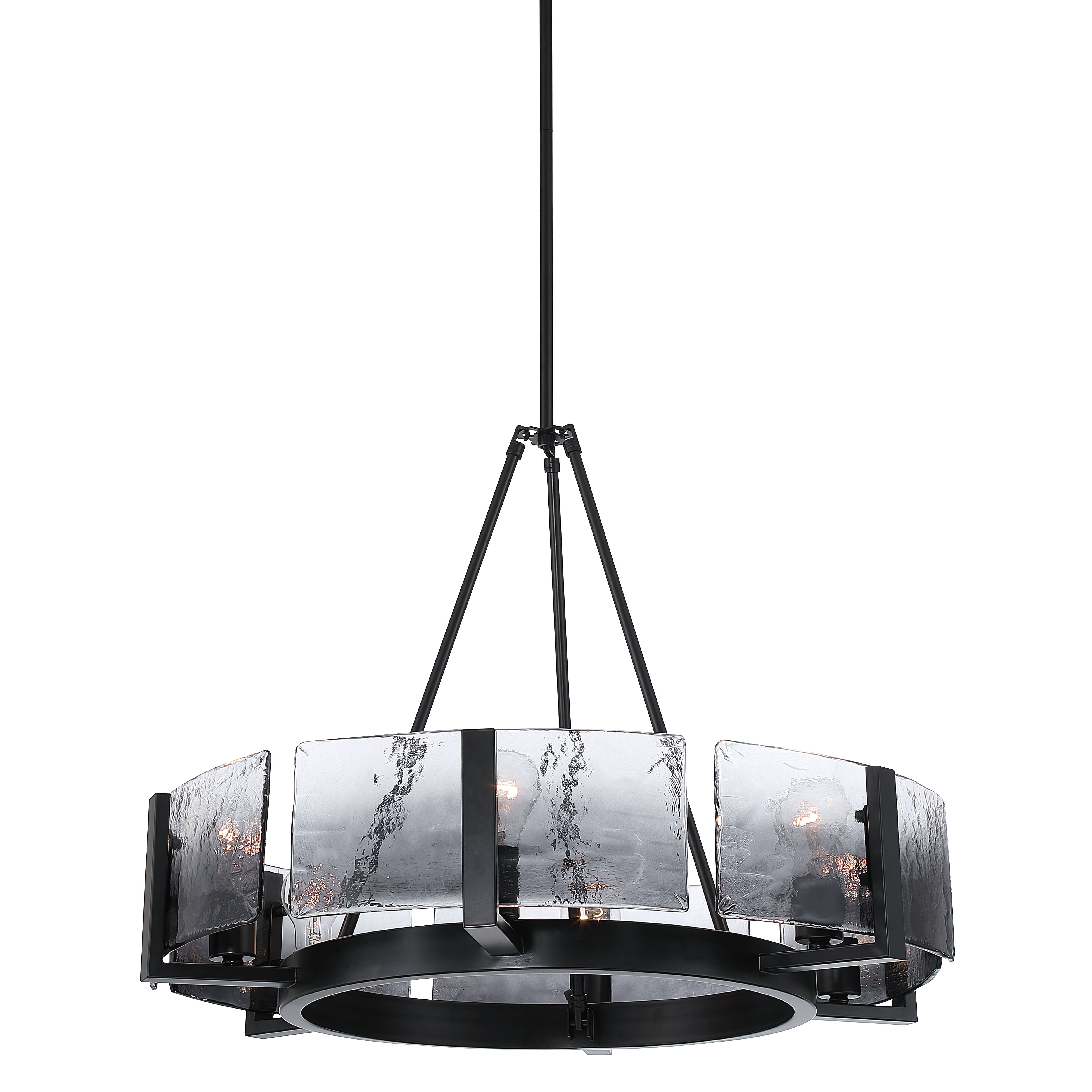 Aenon 6-light Chandelier in Matte Black with Smokey Water Glass