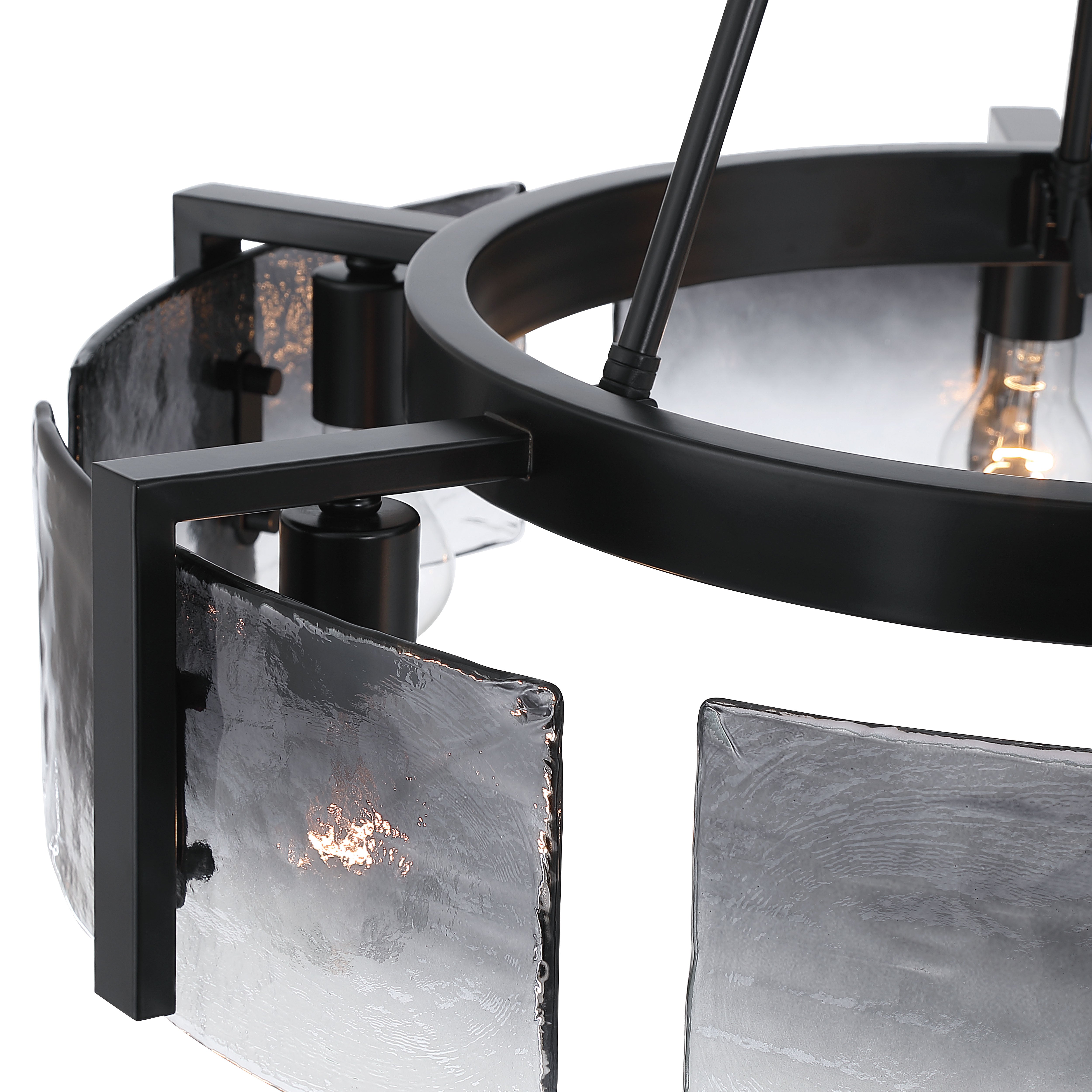 Aenon 6-light Chandelier in Matte Black with Smokey Water Glass