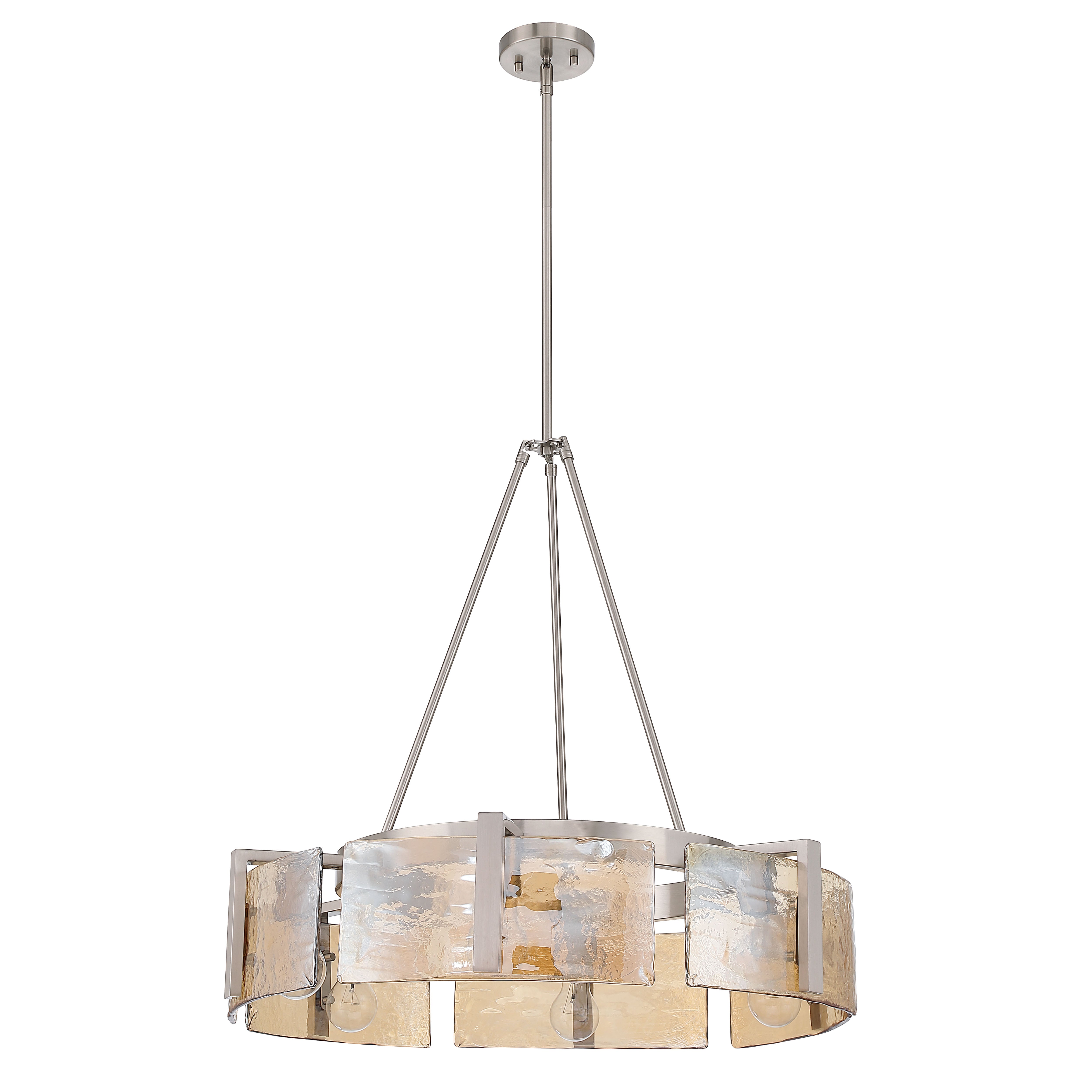 Aenon 6-light Chandelier in Pewter with Amber Water Glass - - Golden Lighting