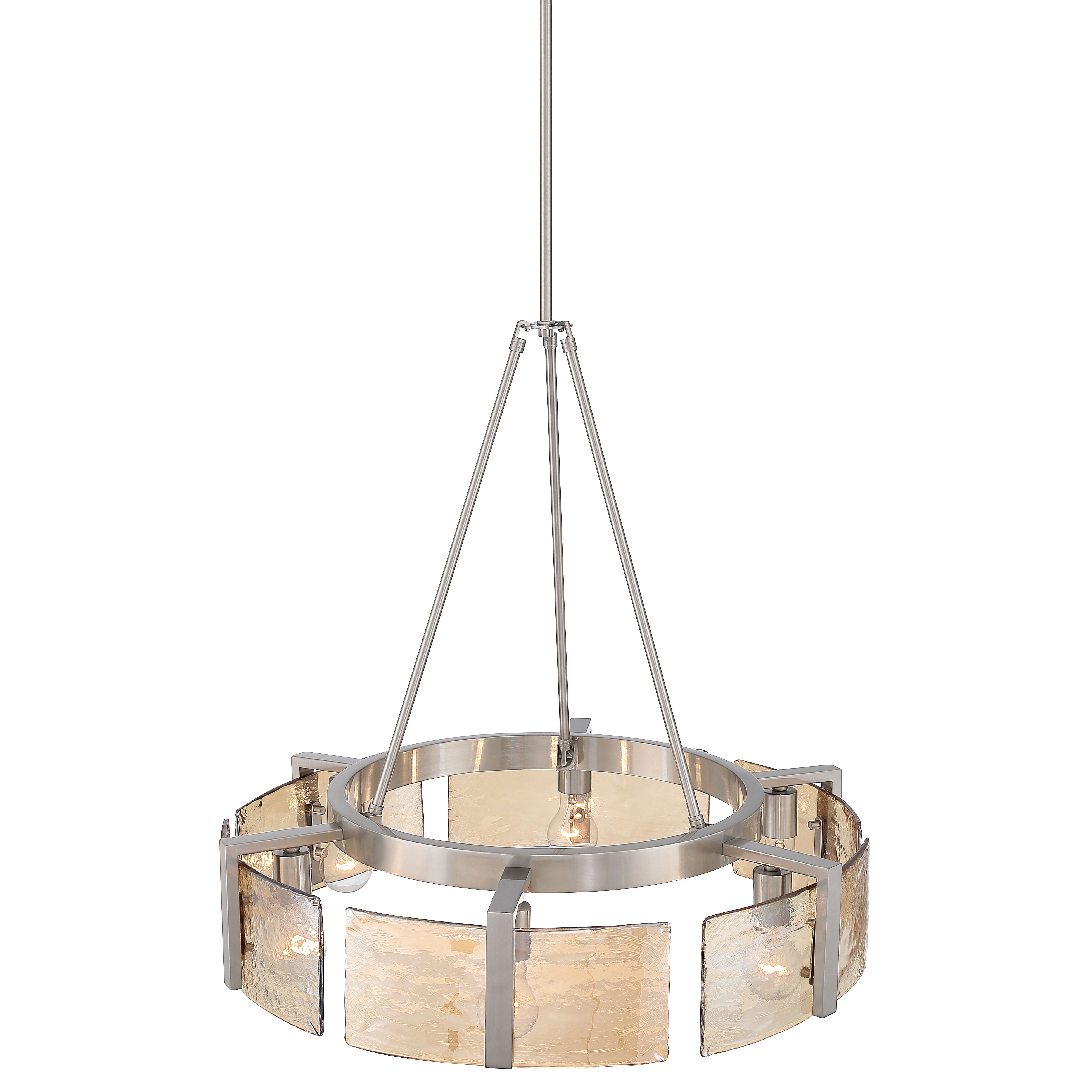 Aenon 6-light Chandelier in Pewter with Amber Water Glass - - Golden Lighting