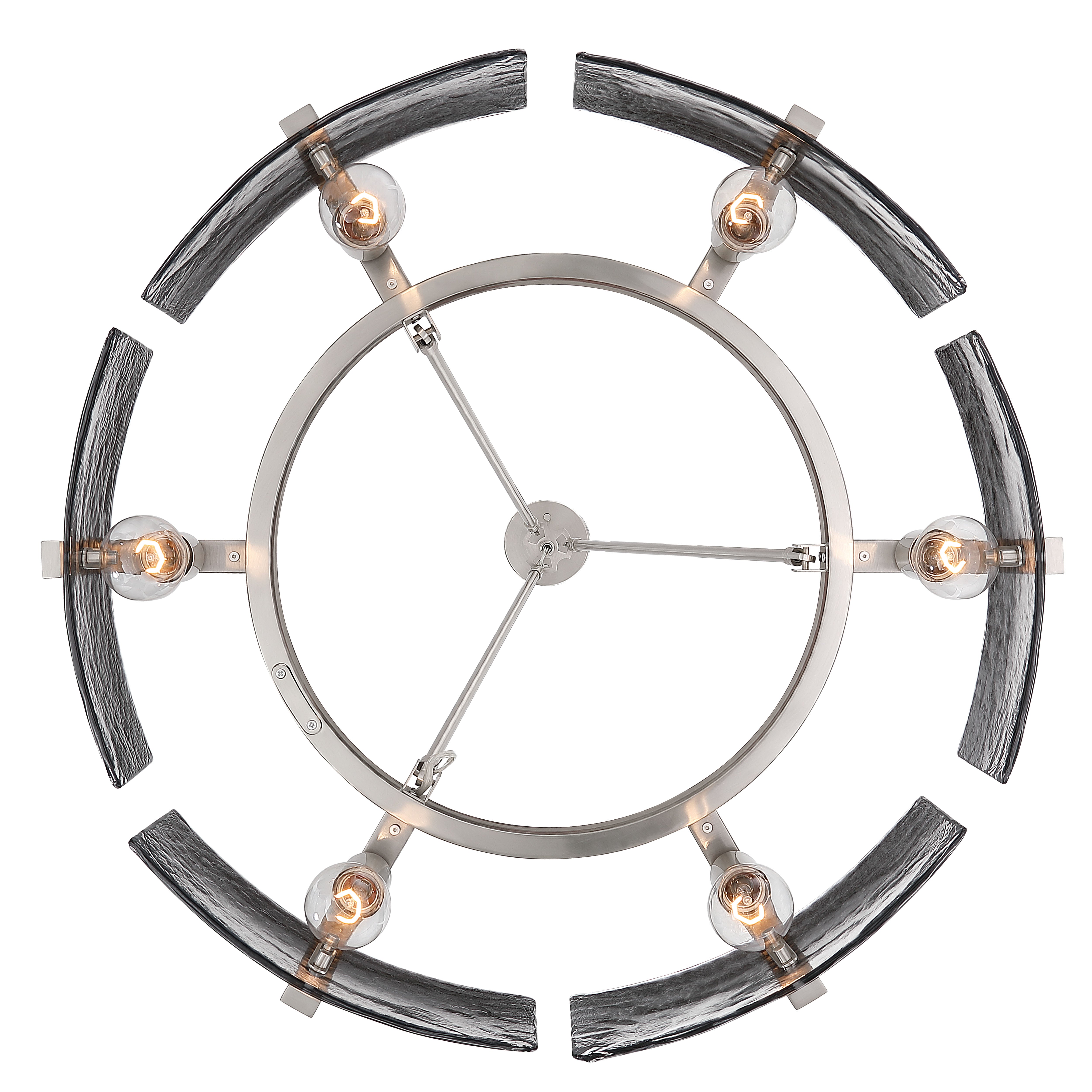 Aenon 6-light Chandelier in Pewter with Smokey Water Glass - - Golden Lighting