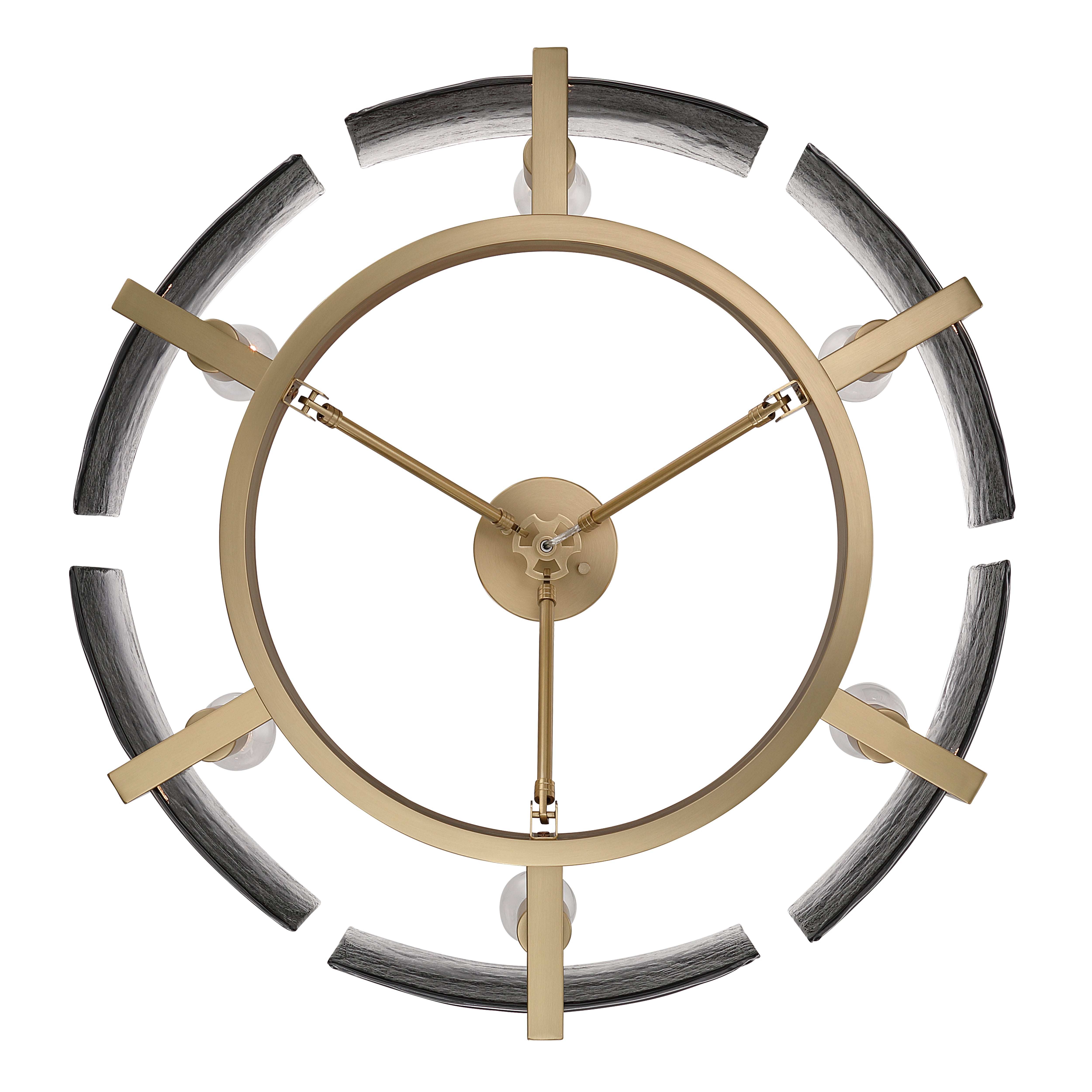 Aenon 6-light Semi-Flush Mount in Brushed Champagne Brass with Smokey Water Glass - - Golden Lighting
