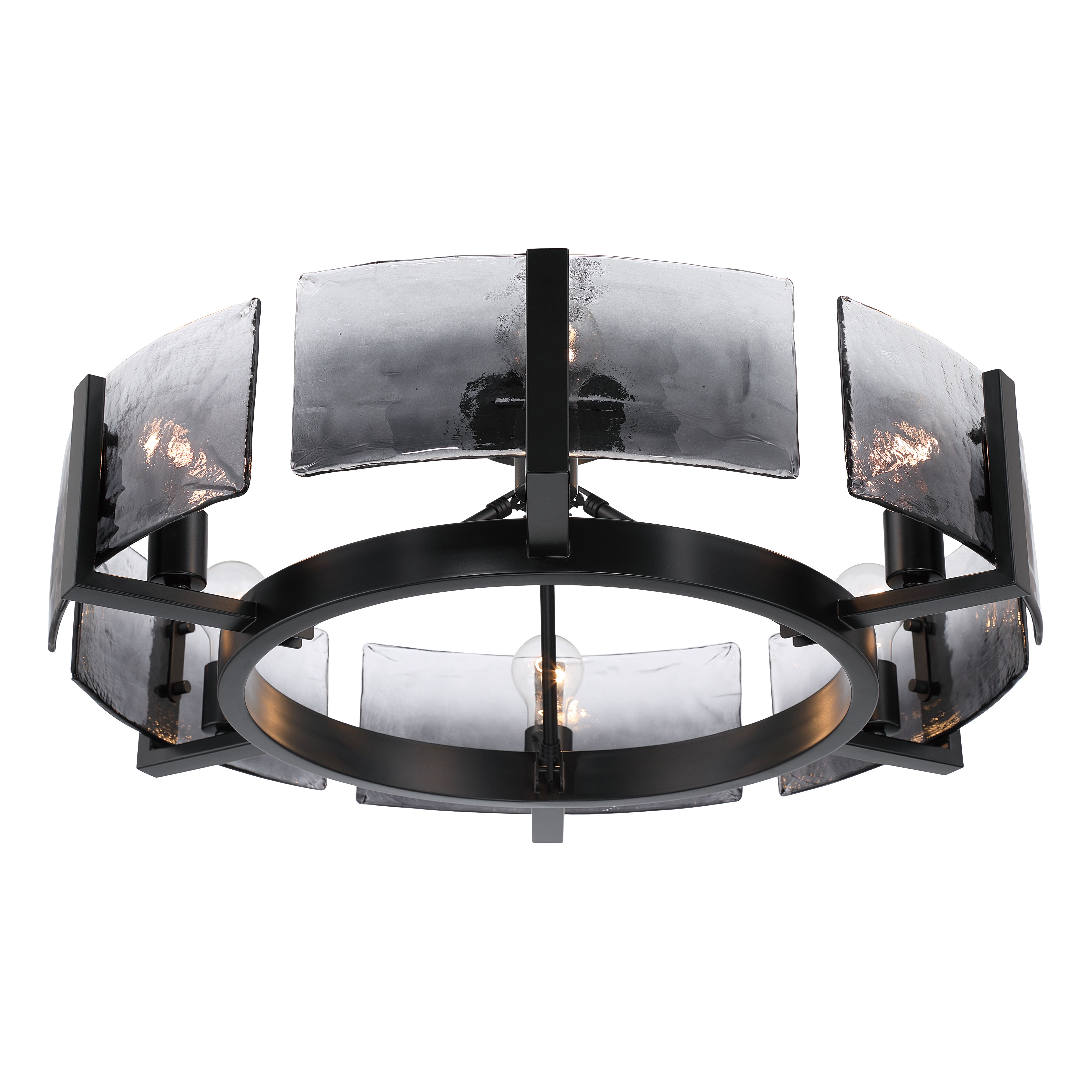 Aenon 6-light Semi-Flush Mount in Matte Black with Smokey Water Glass - - Golden Lighting