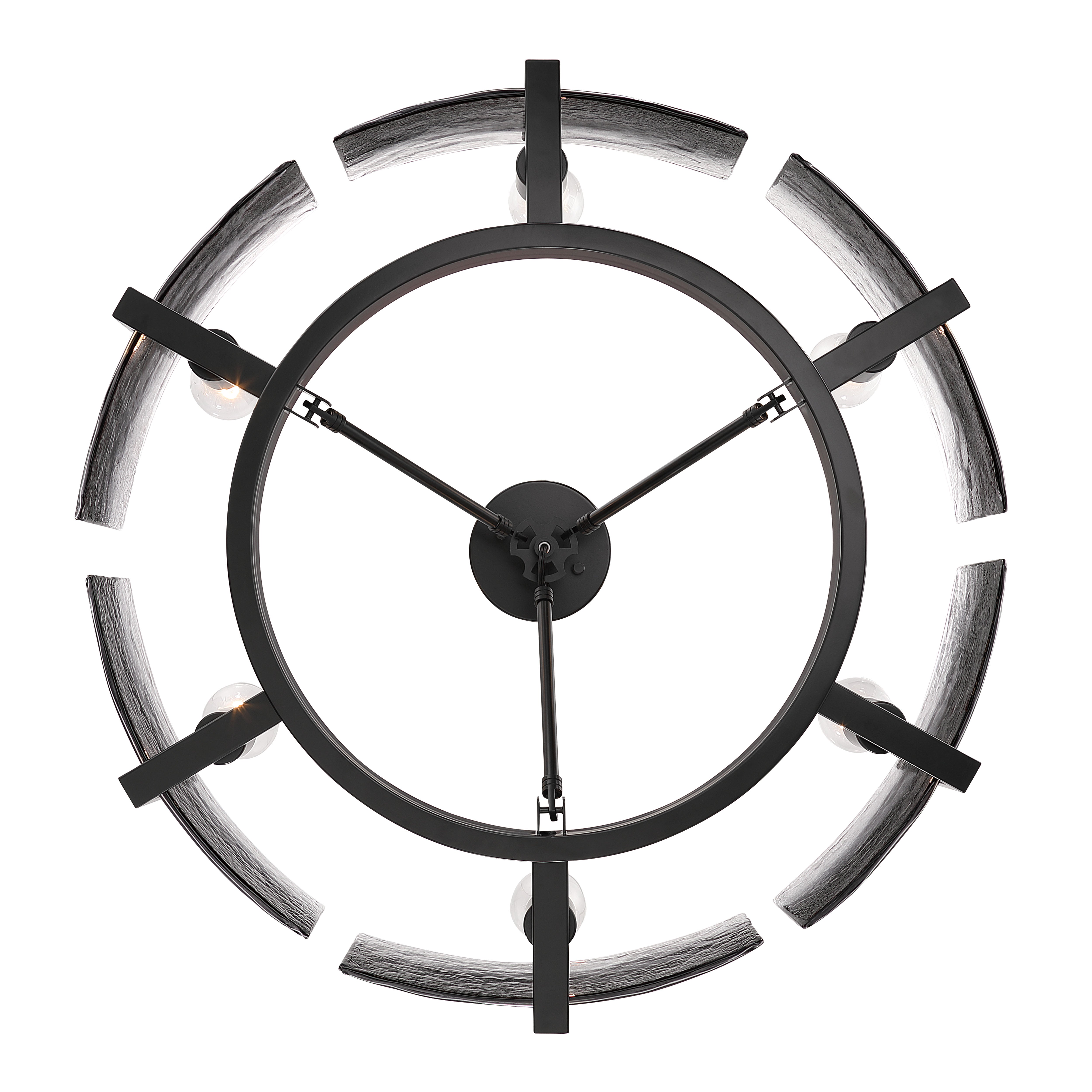 Aenon 6-light Semi-Flush Mount in Matte Black with Smokey Water Glass - - Golden Lighting