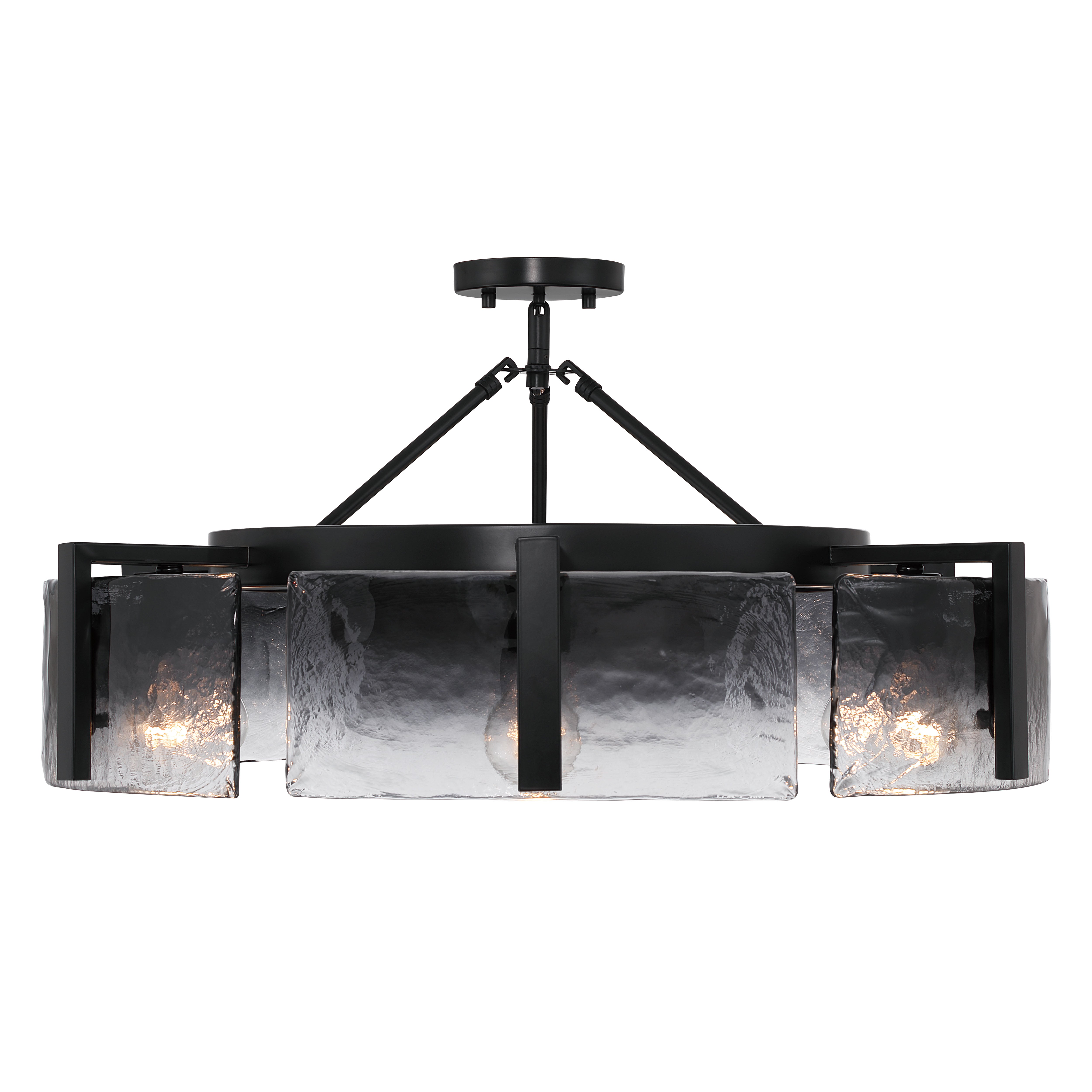 Aenon 6-light Semi-Flush Mount in Matte Black with Smokey Water Glass - - Golden Lighting