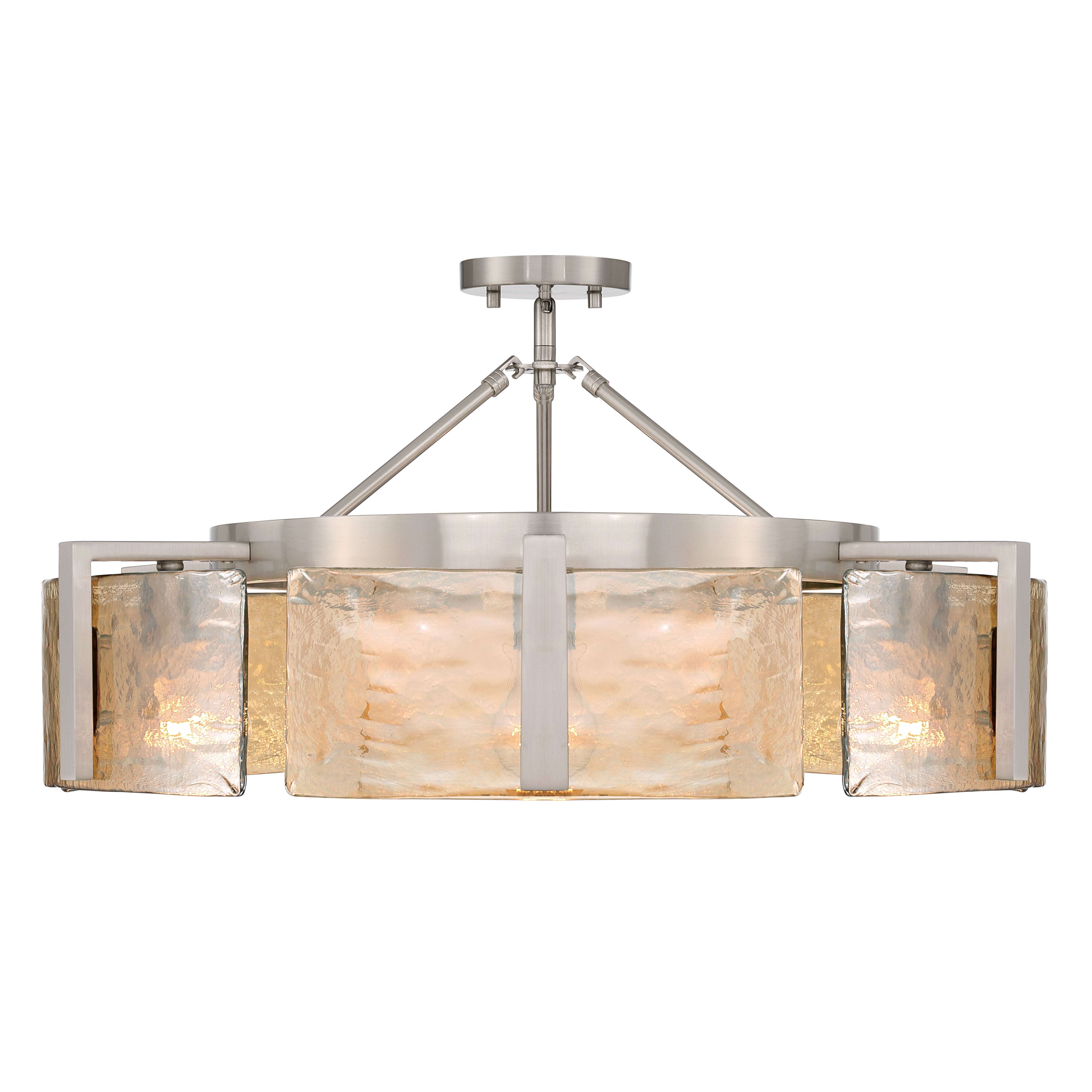 Aenon 6-light Semi-Flush Mount in Pewter with Amber Water Glass - - Golden Lighting
