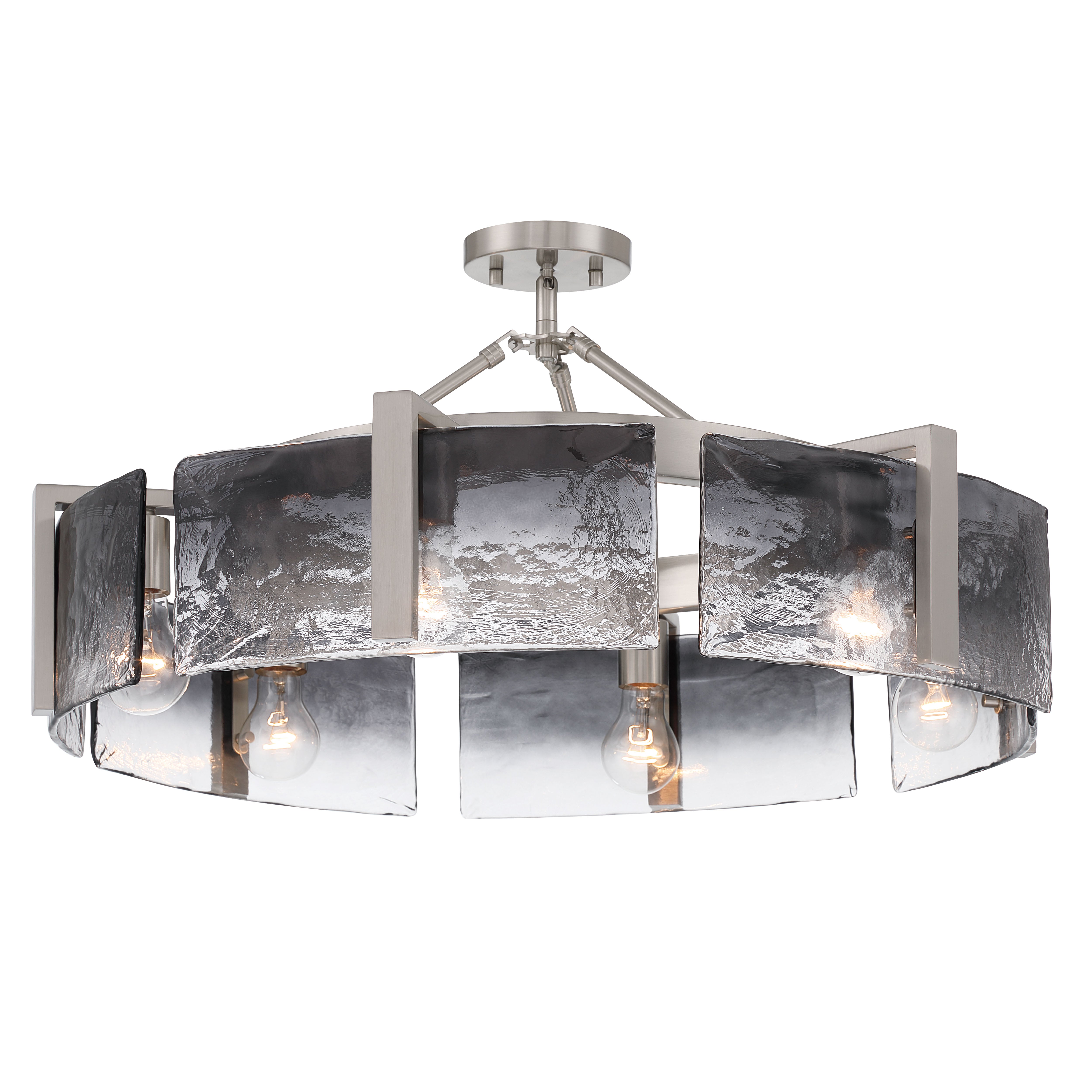 Aenon 6-light Semi-Flush Mount in Pewter with Smokey Water Glass - - Golden Lighting