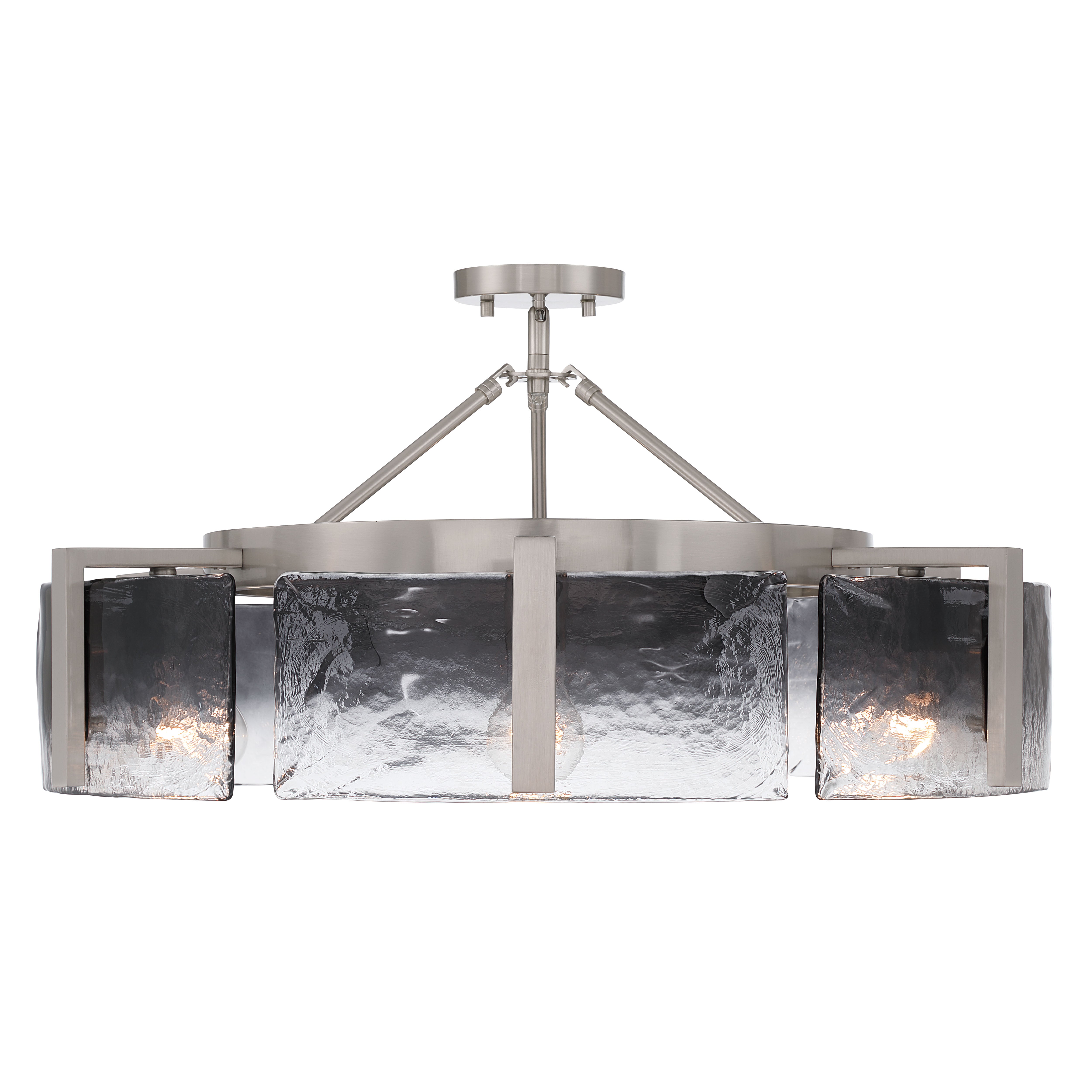 Aenon 6-light Semi-Flush Mount in Pewter with Smokey Water Glass - - Golden Lighting