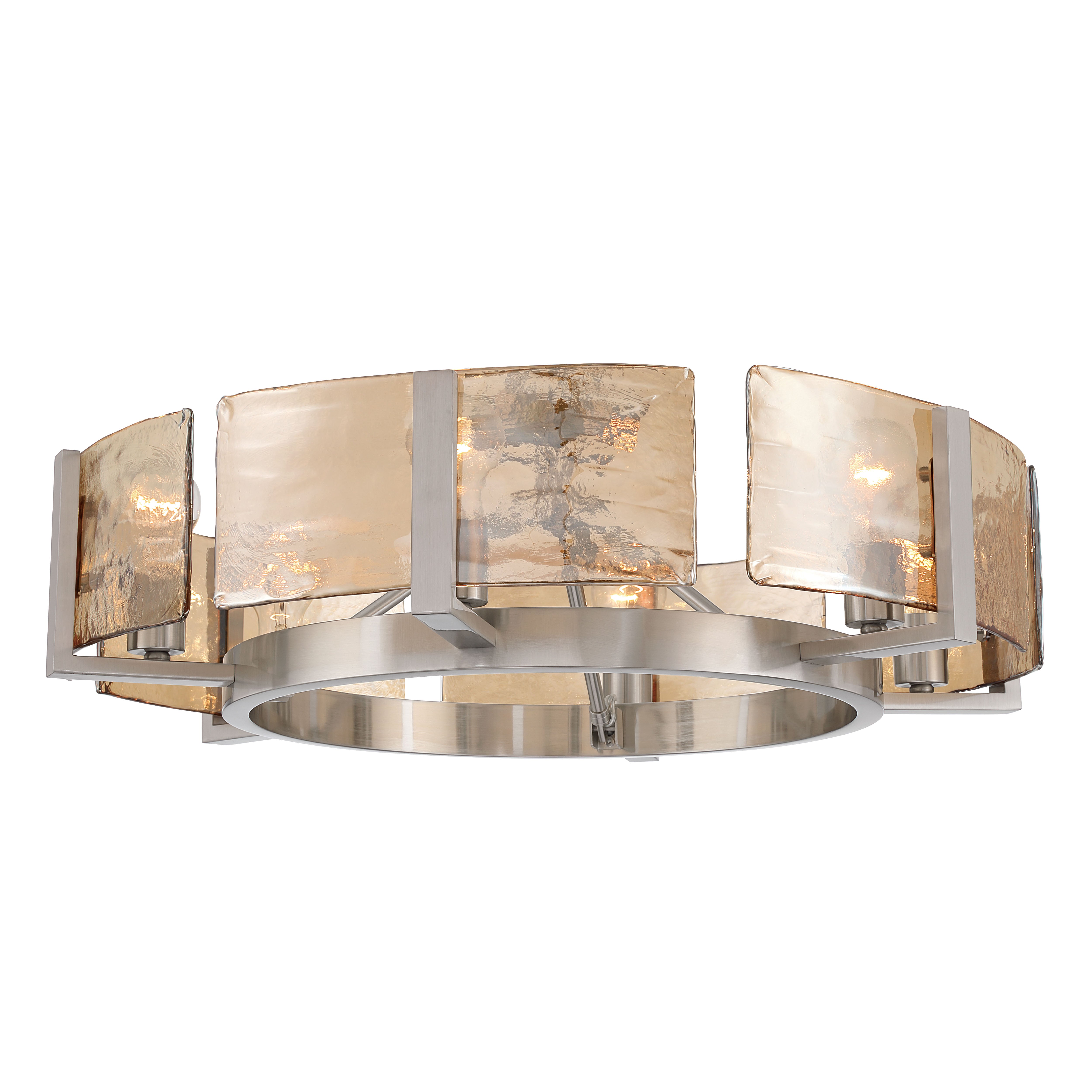 Yep by Golden Lighting Aenon 6-light Semi-Flush Mount in Pewter with Amber Water Glass - - Golden Lighting