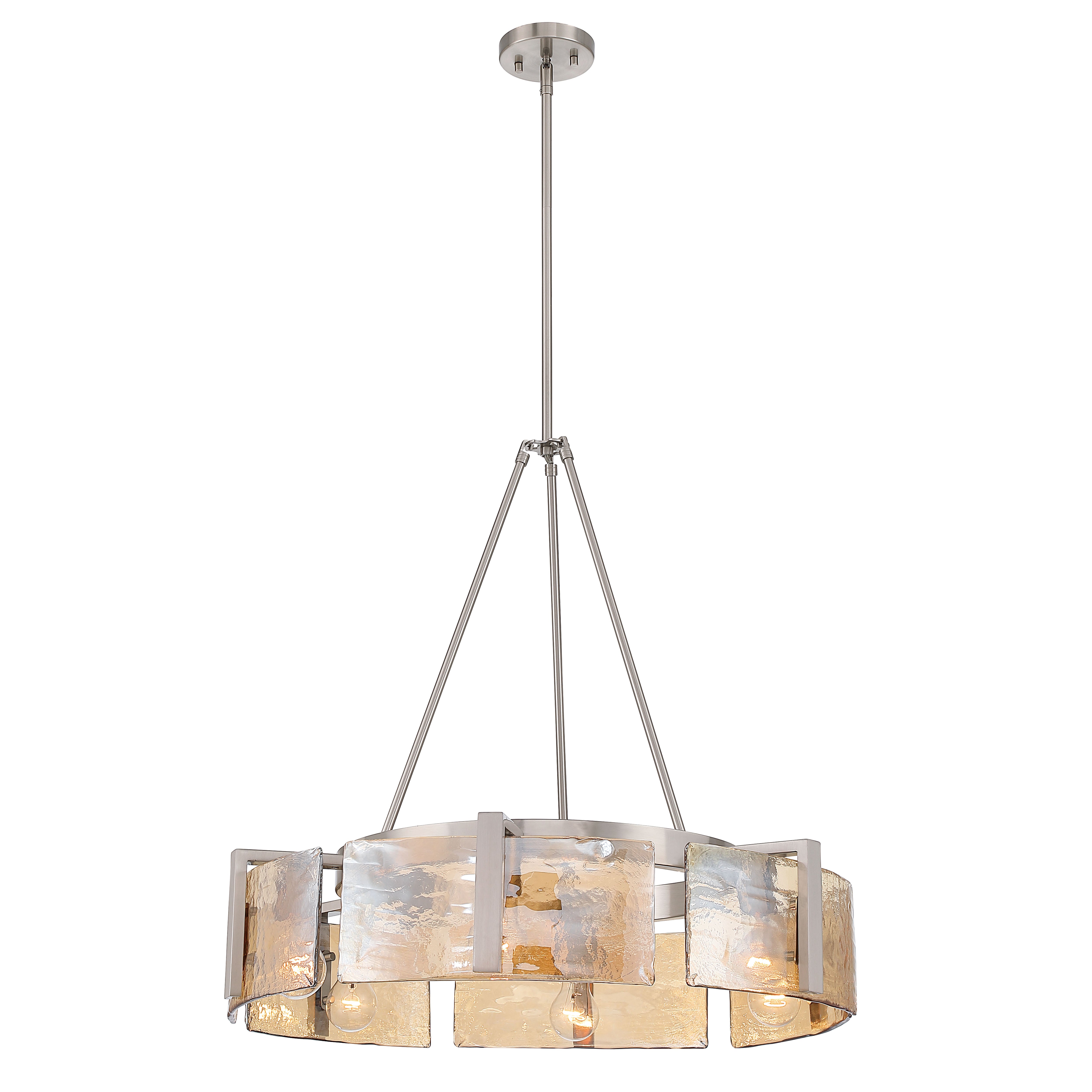 Yep by Golden Lighting Aenon 6-light Chandelier in Pewter with Amber Water Glass