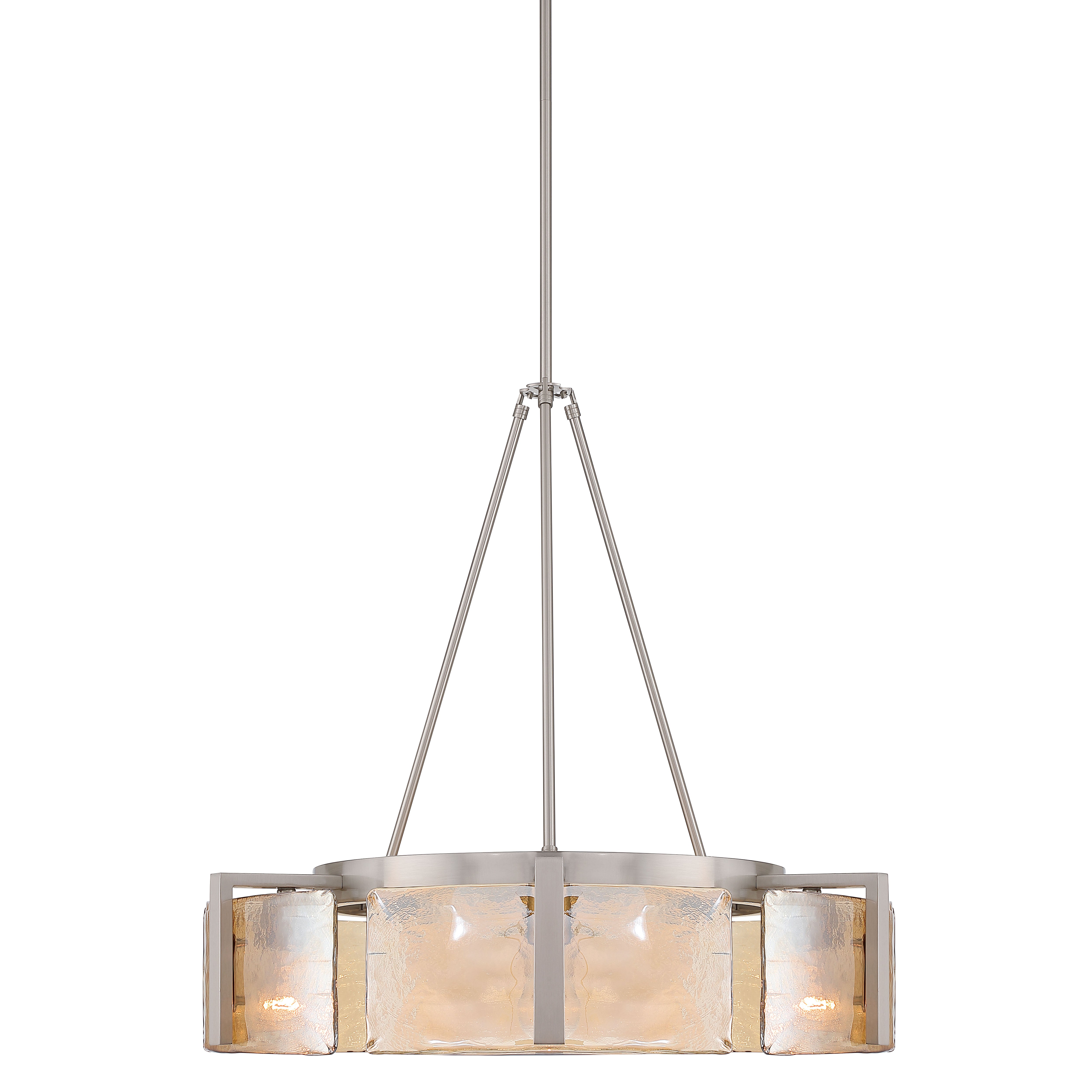 Yep by Golden Lighting Aenon 6-light Chandelier in Pewter with Amber Water Glass