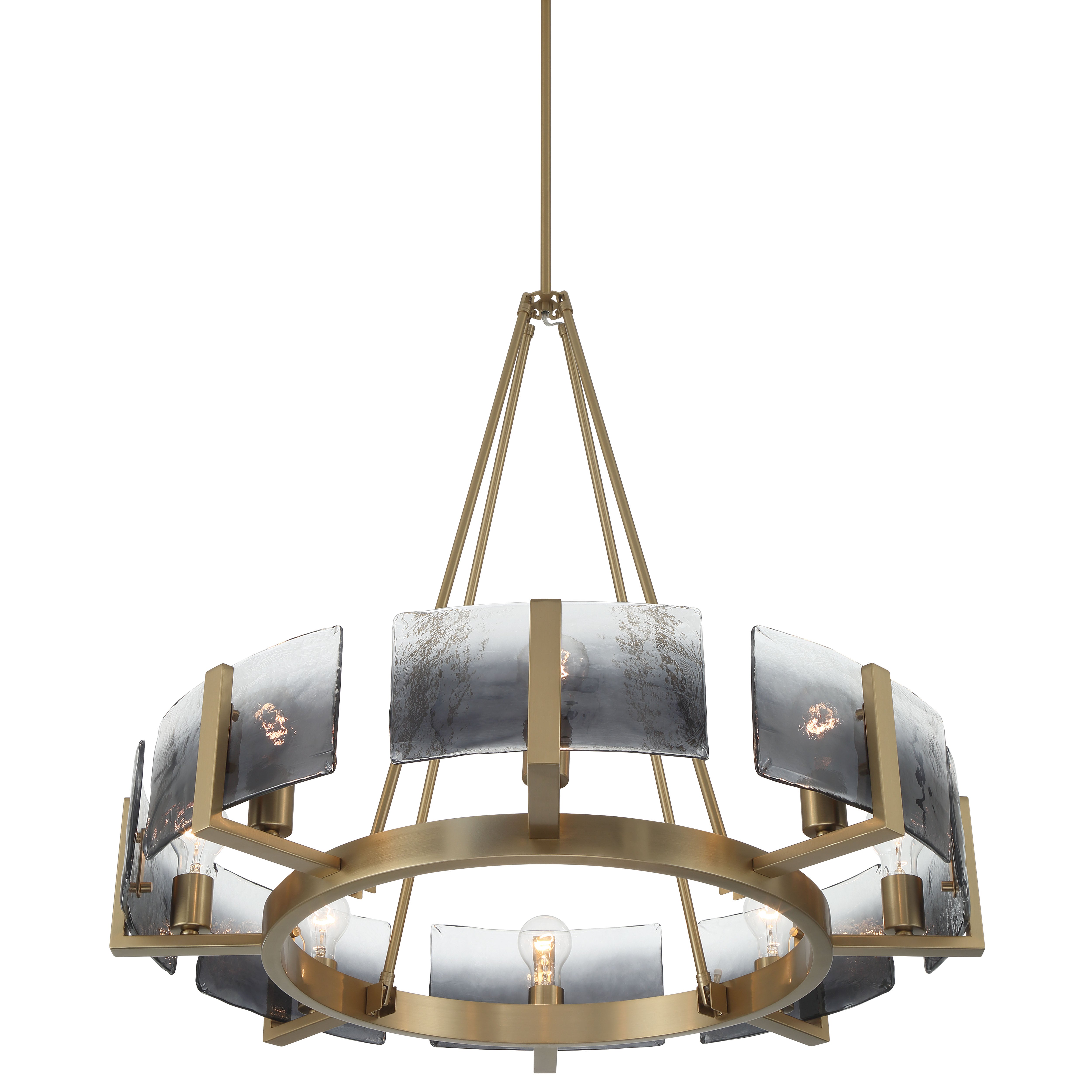 Aenon 8-Light Chandelier in Brushed Champagne Brass with Smokey Water Glass - - Golden Lighting