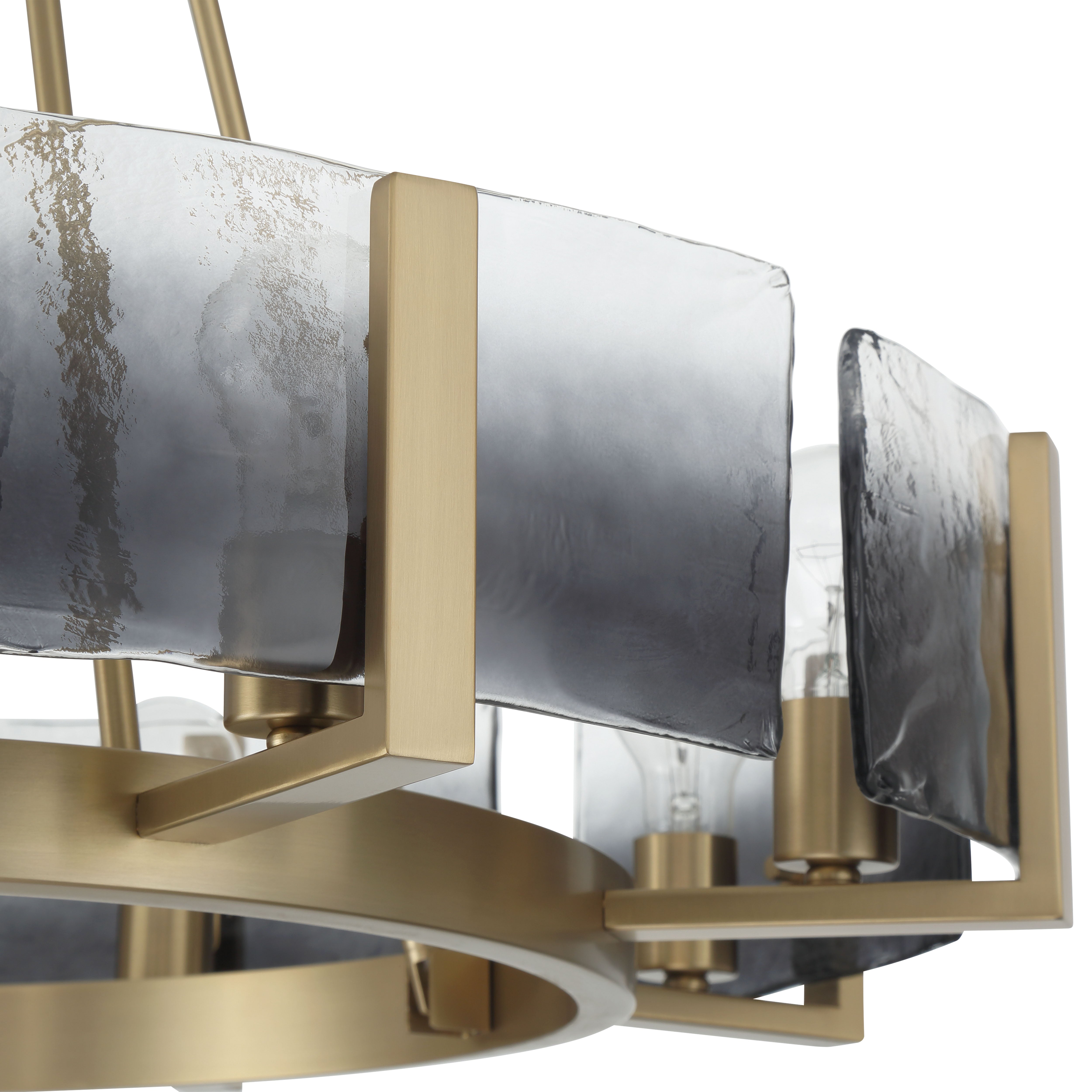 Aenon 8-Light Chandelier in Brushed Champagne Brass with Smokey Water Glass - - Golden Lighting