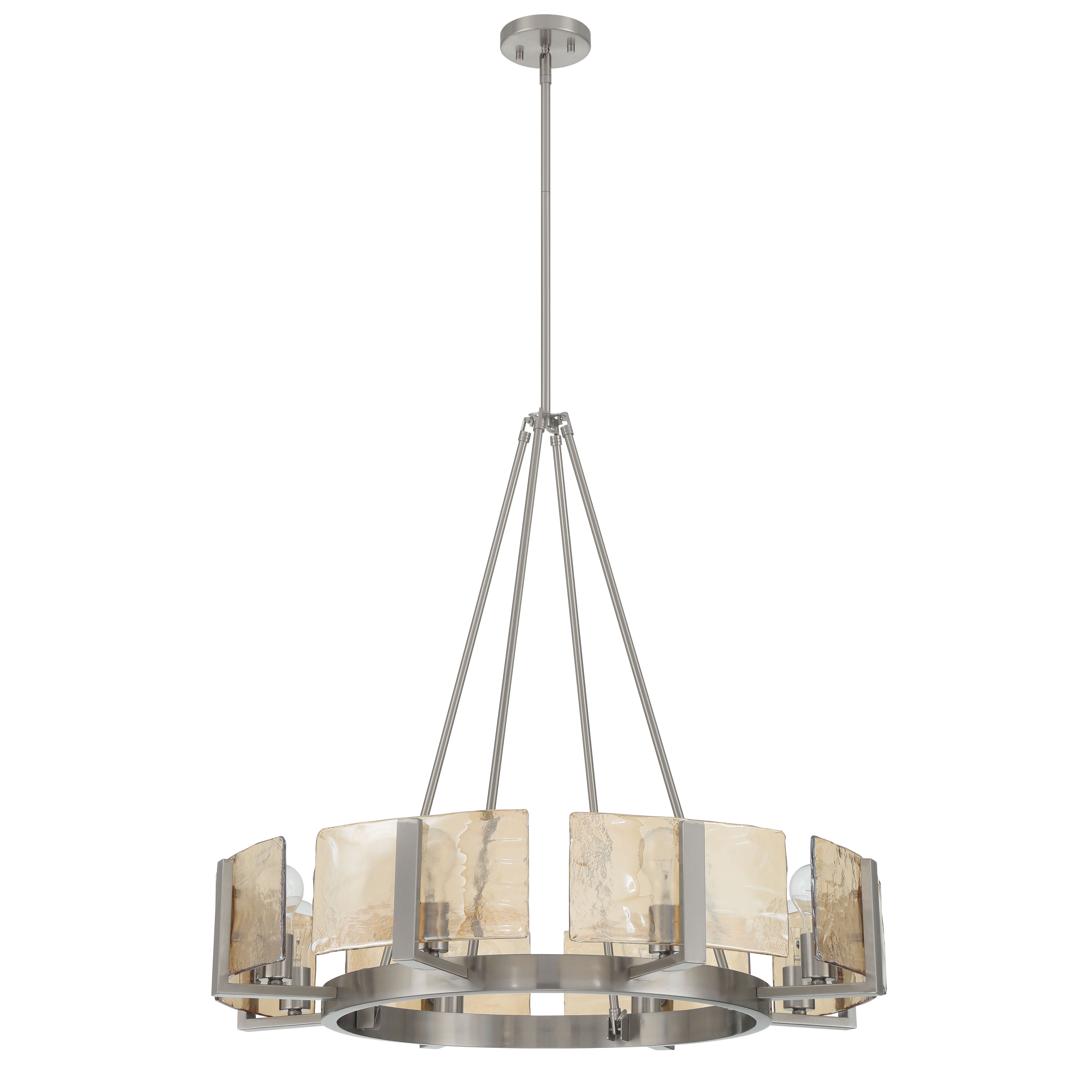 Aenon 8-Light Chandelier in Pewter with Amber Water Glass - - Golden Lighting