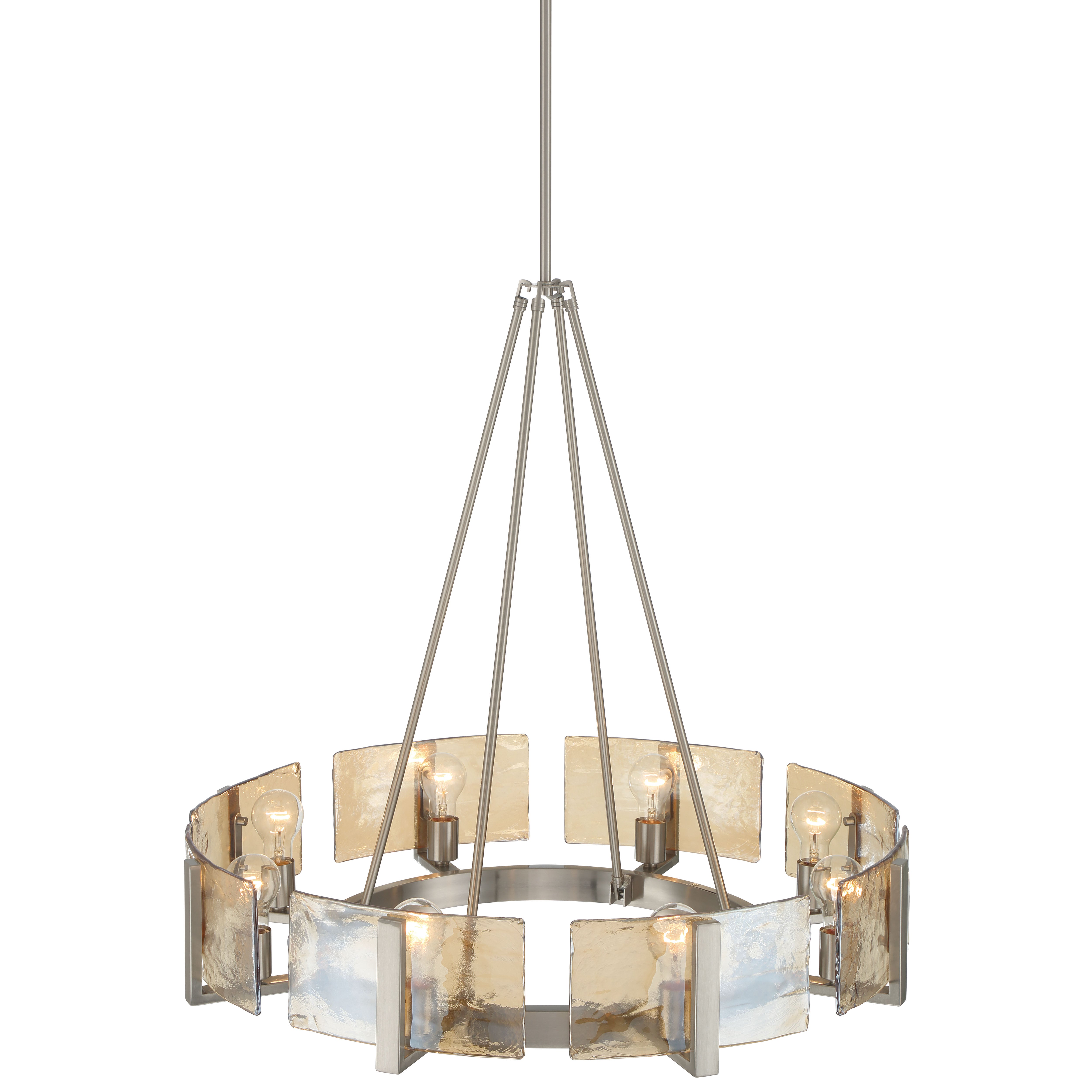 Aenon 8-Light Chandelier in Pewter with Amber Water Glass - - Golden Lighting