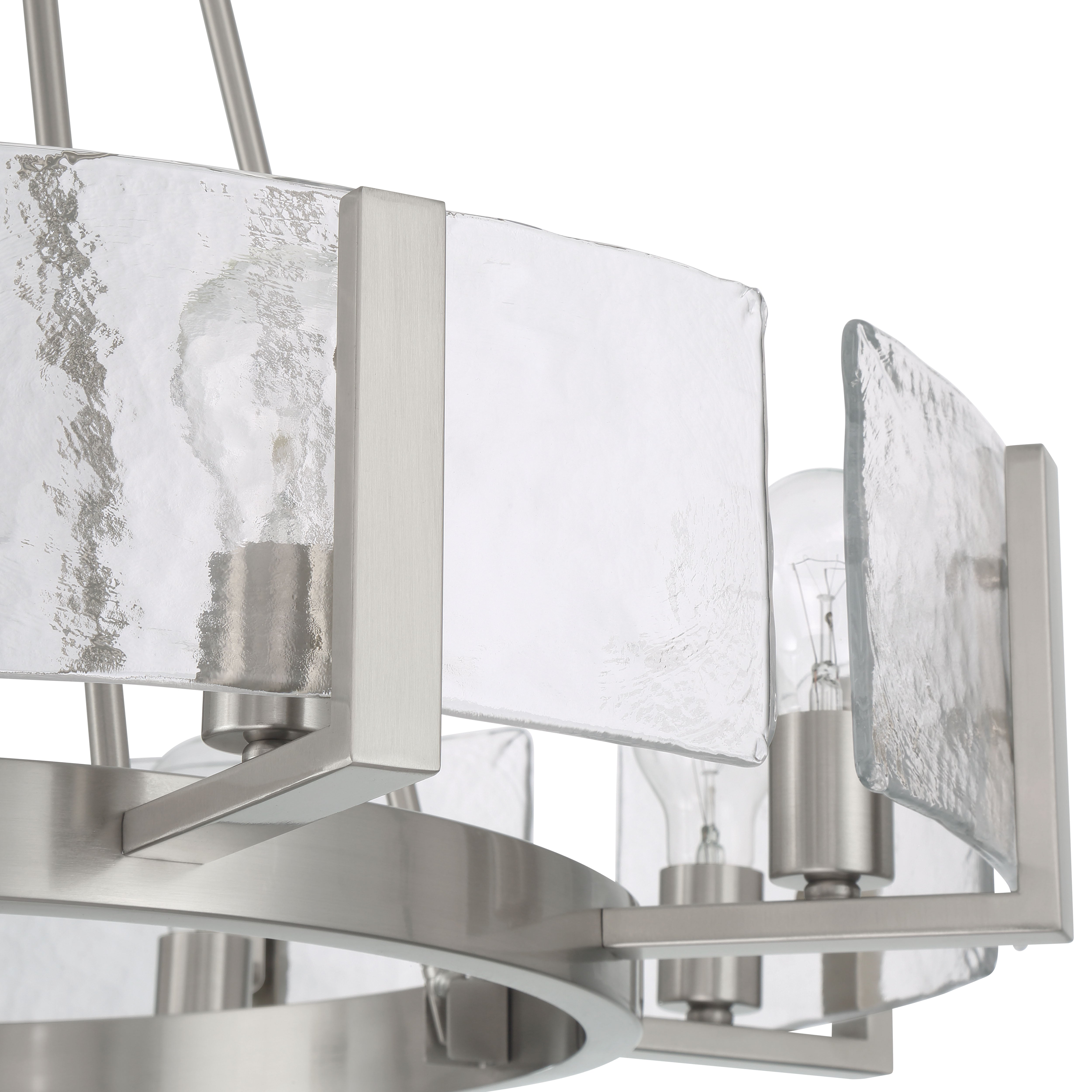Aenon 8-Light Chandelier in Pewter with Hammered Water Glass - - Golden Lighting