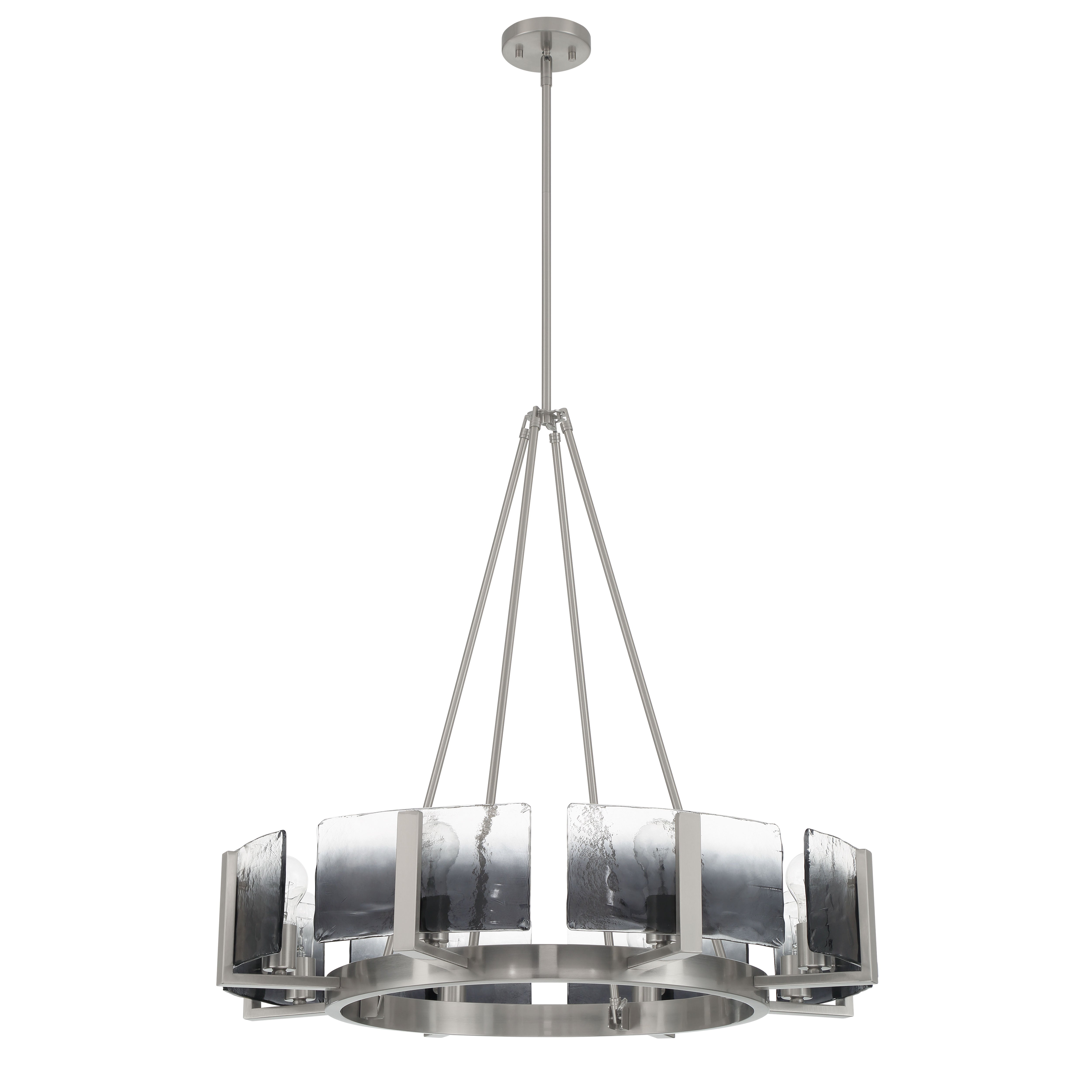 Aenon 8-Light Chandelier in Pewter with Smokey Water Glass - - Golden Lighting