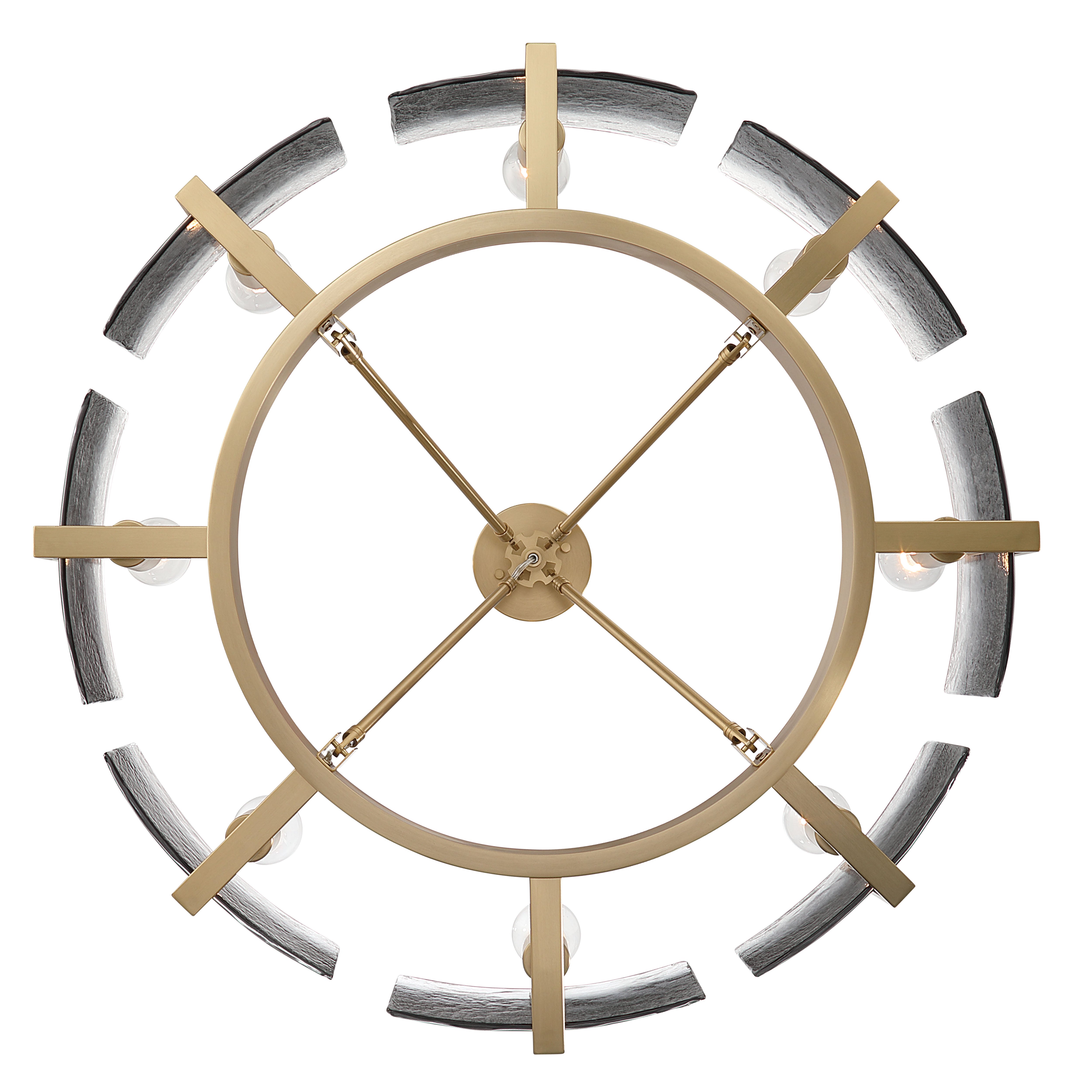 Aenon 8-Light Semi-Flush Mount in Brushed Champagne Brass with Smokey Water Glass - - Golden Lighting