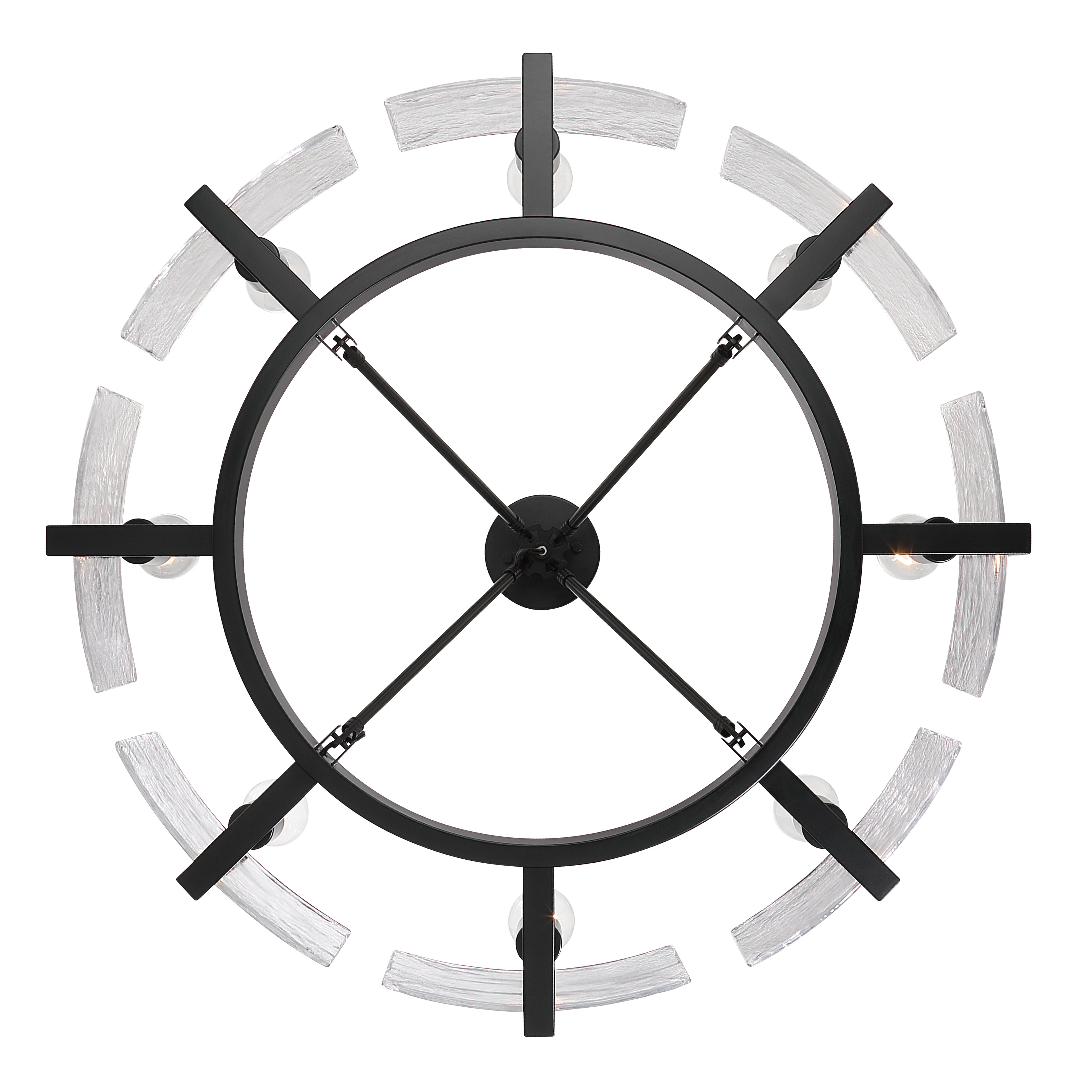 Aenon 8-Light Semi-Flush Mount in Matte Black with Hammered Water Glass - - Golden Lighting