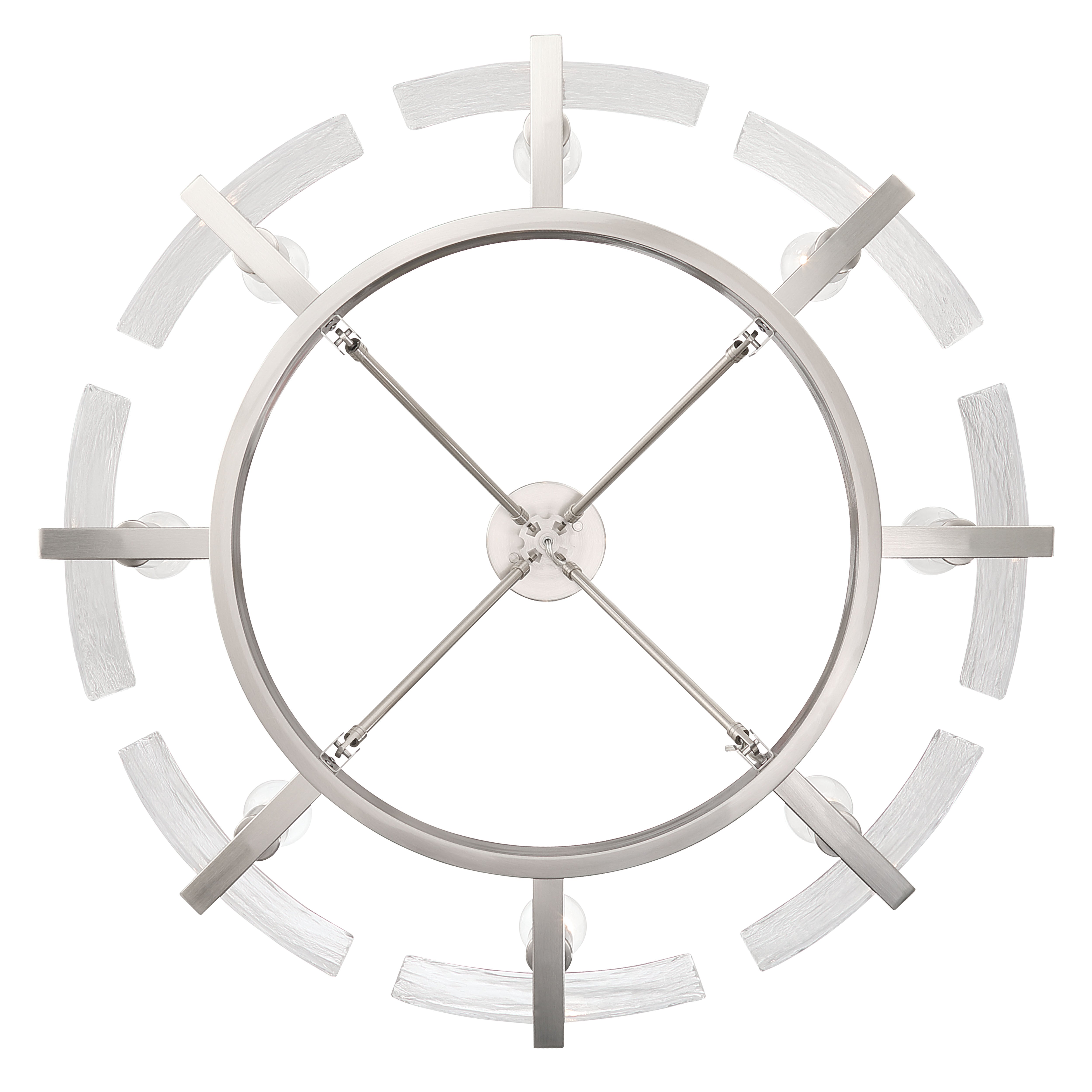 Aenon 8-Light Semi-Flush Mount in Pewter with Hammered Water Glass - - Golden Lighting