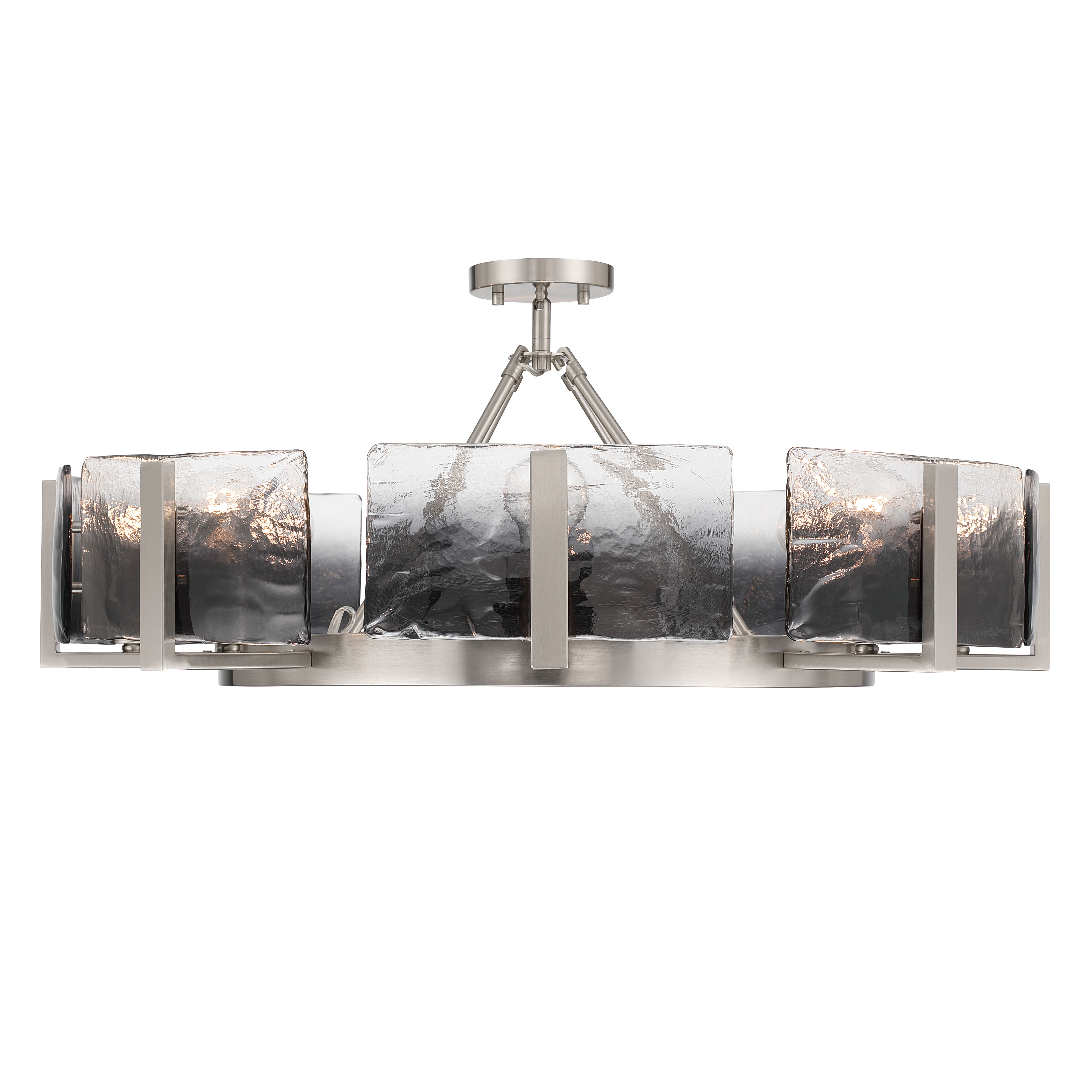 Aenon 8-Light Semi-Flush Mount in Pewter with Smokey Water Glass - - Golden Lighting