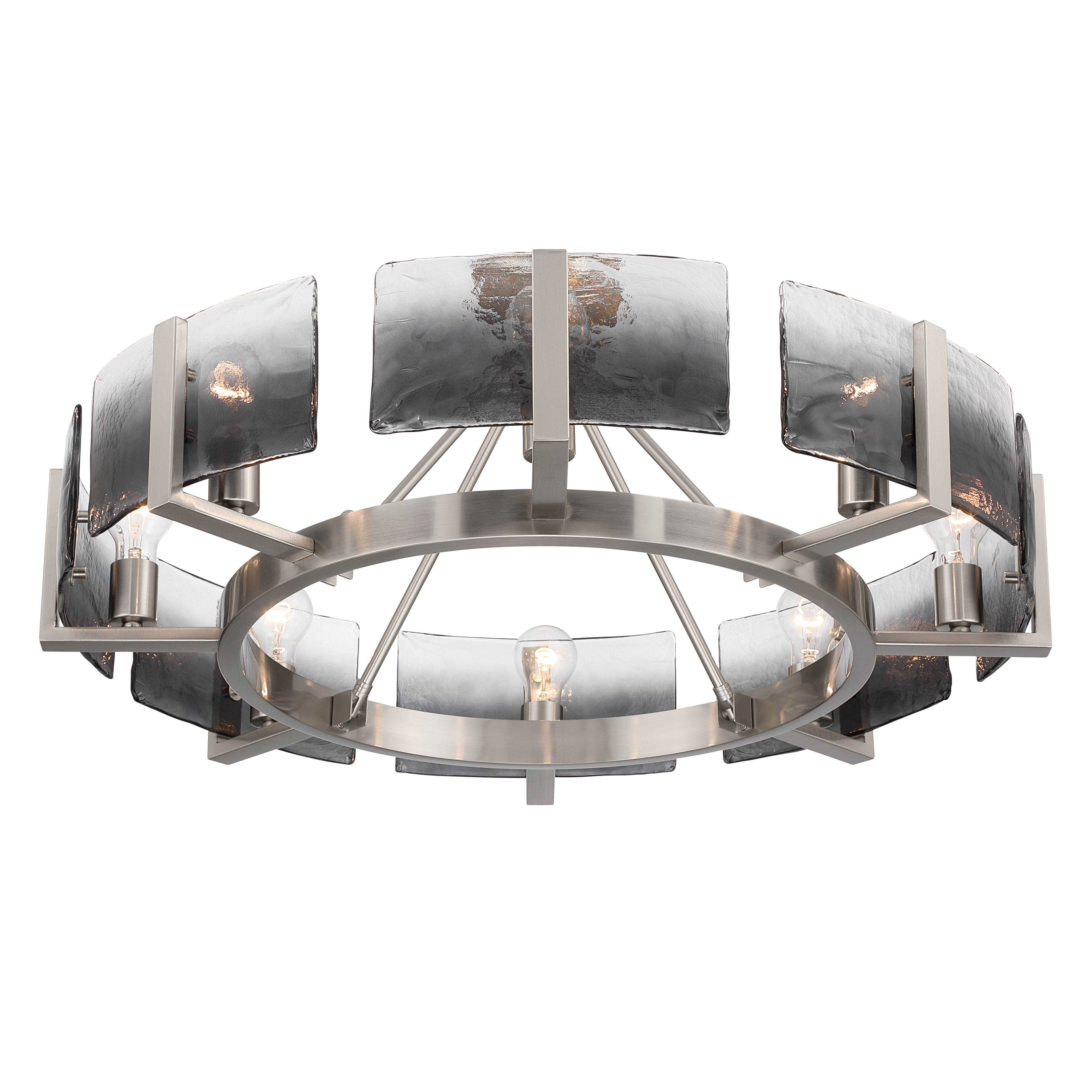 Aenon 8-Light Semi-Flush Mount in Pewter with Smokey Water Glass - - Golden Lighting