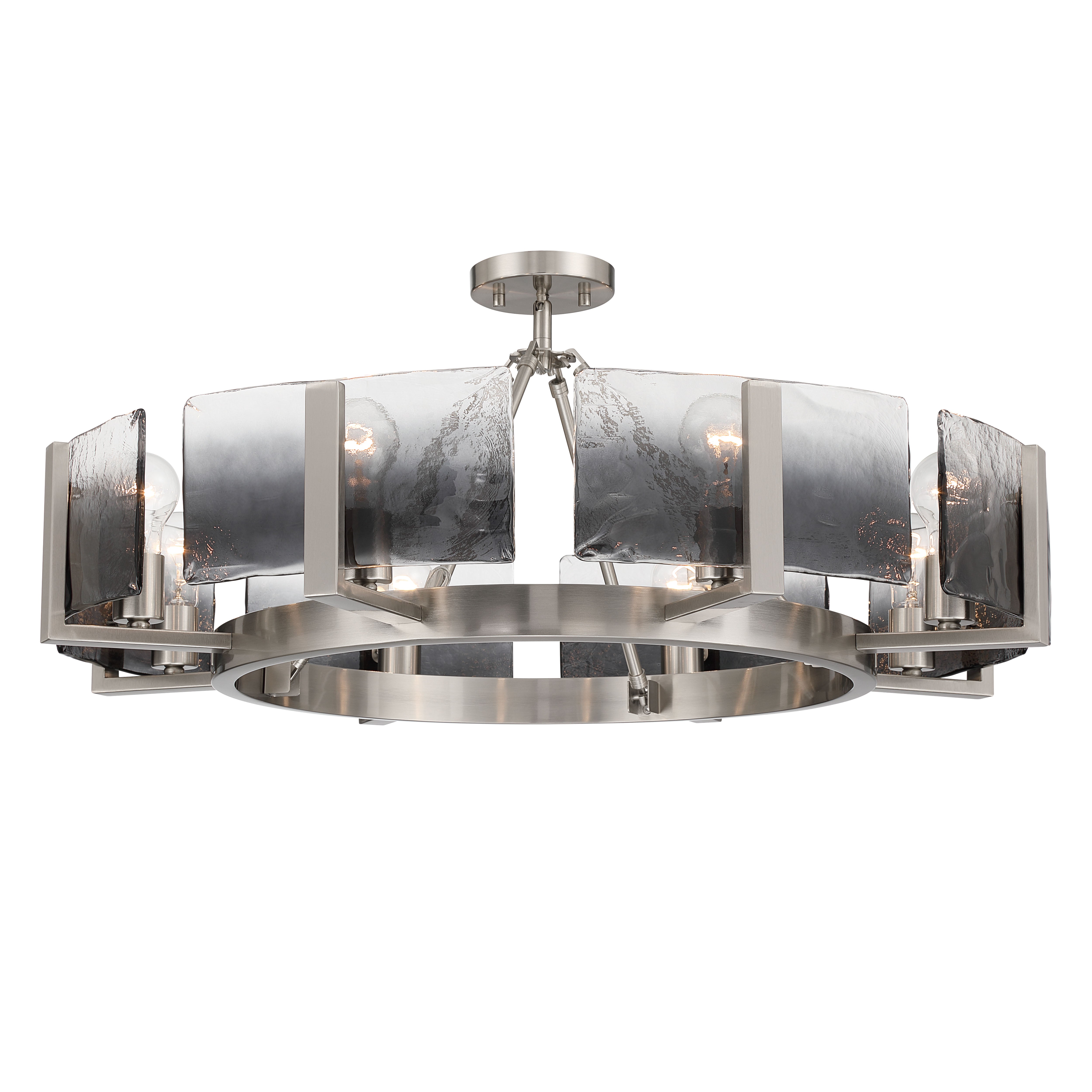 Yep by Golden Lighting Aenon 8-Light Semi-Flush Mount in Pewter with Smokey Water Glass - - Golden Lighting