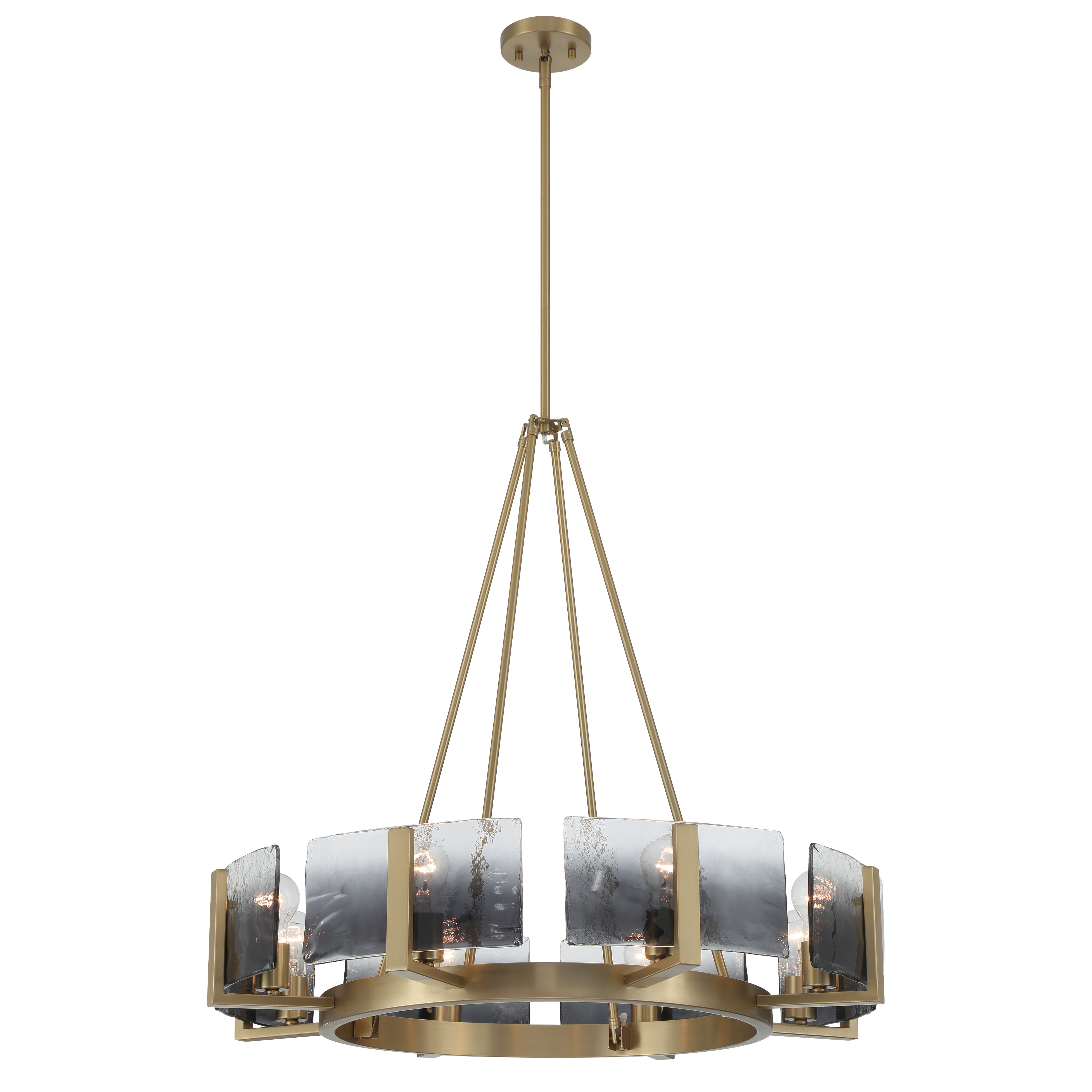 Yep by Golden Lighting Aenon 8-Light Chandelier in Brushed Champagne Brass with Smokey Water Glass - - Golden Lighting