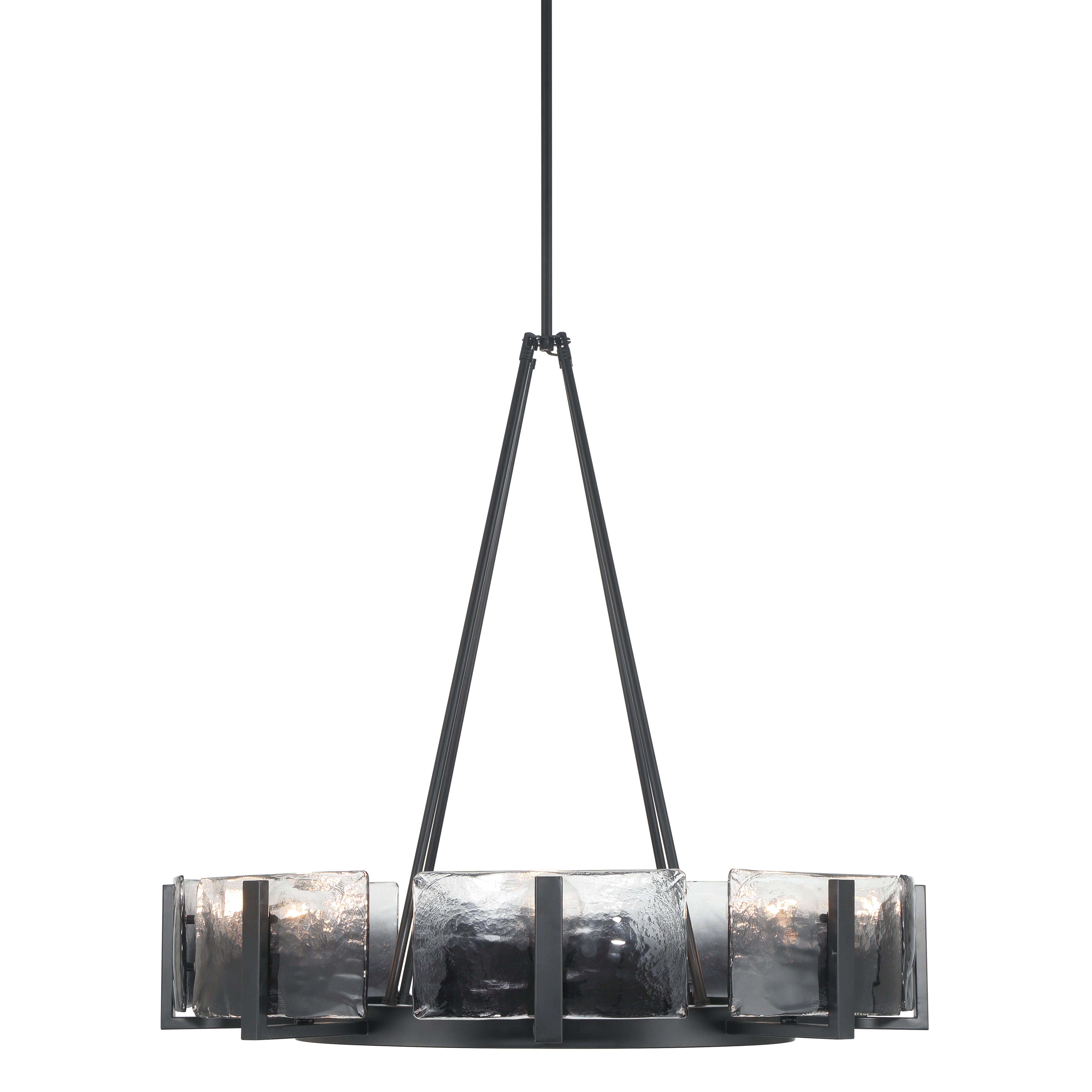 Yep by Golden Lighting Aenon 8-Light Chandelier in Matte Black with Smokey Water Glass - Default Title - Golden Lighting