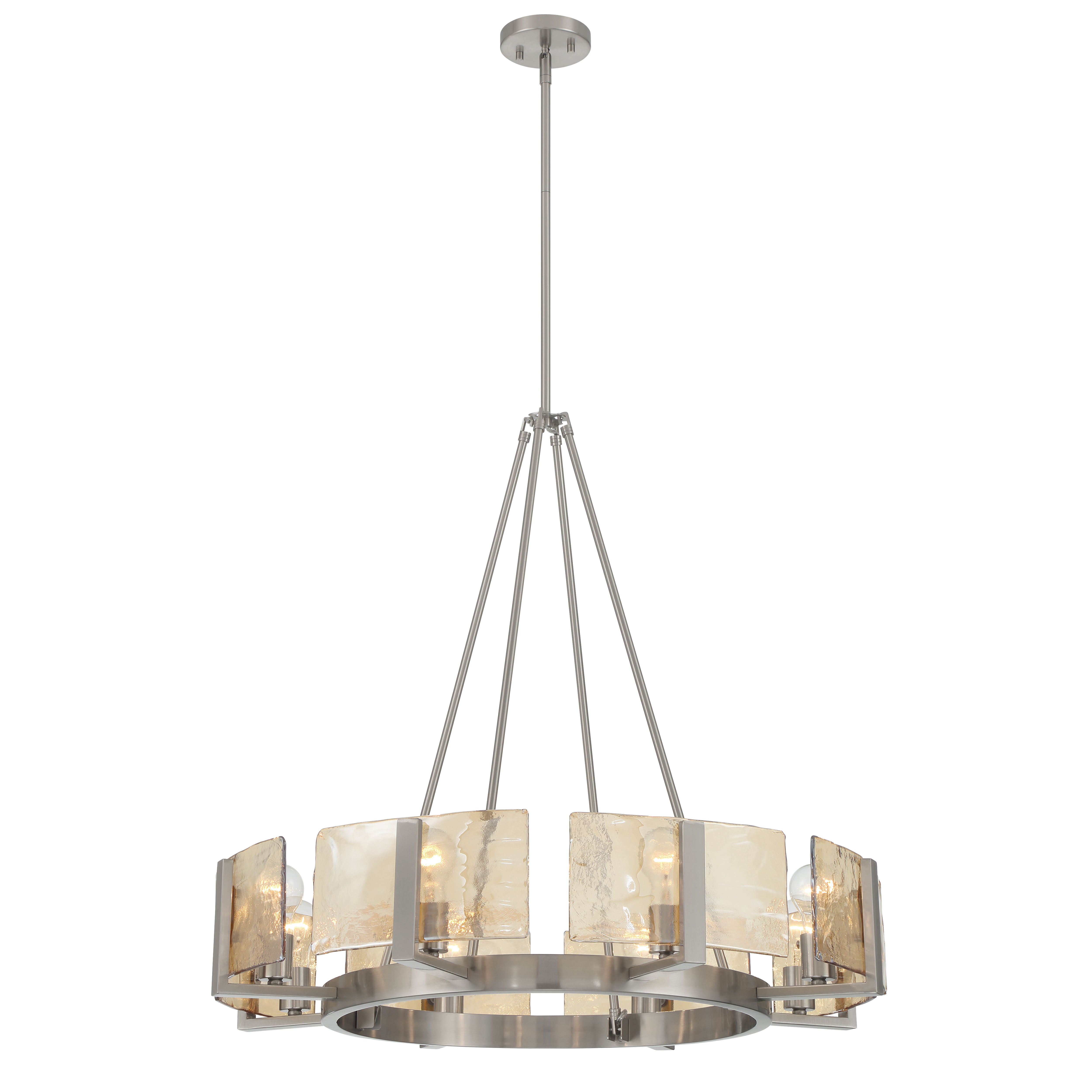 Yep by Golden Lighting Aenon 8-Light Chandelier in Pewter with Amber Water Glass - - Golden Lighting