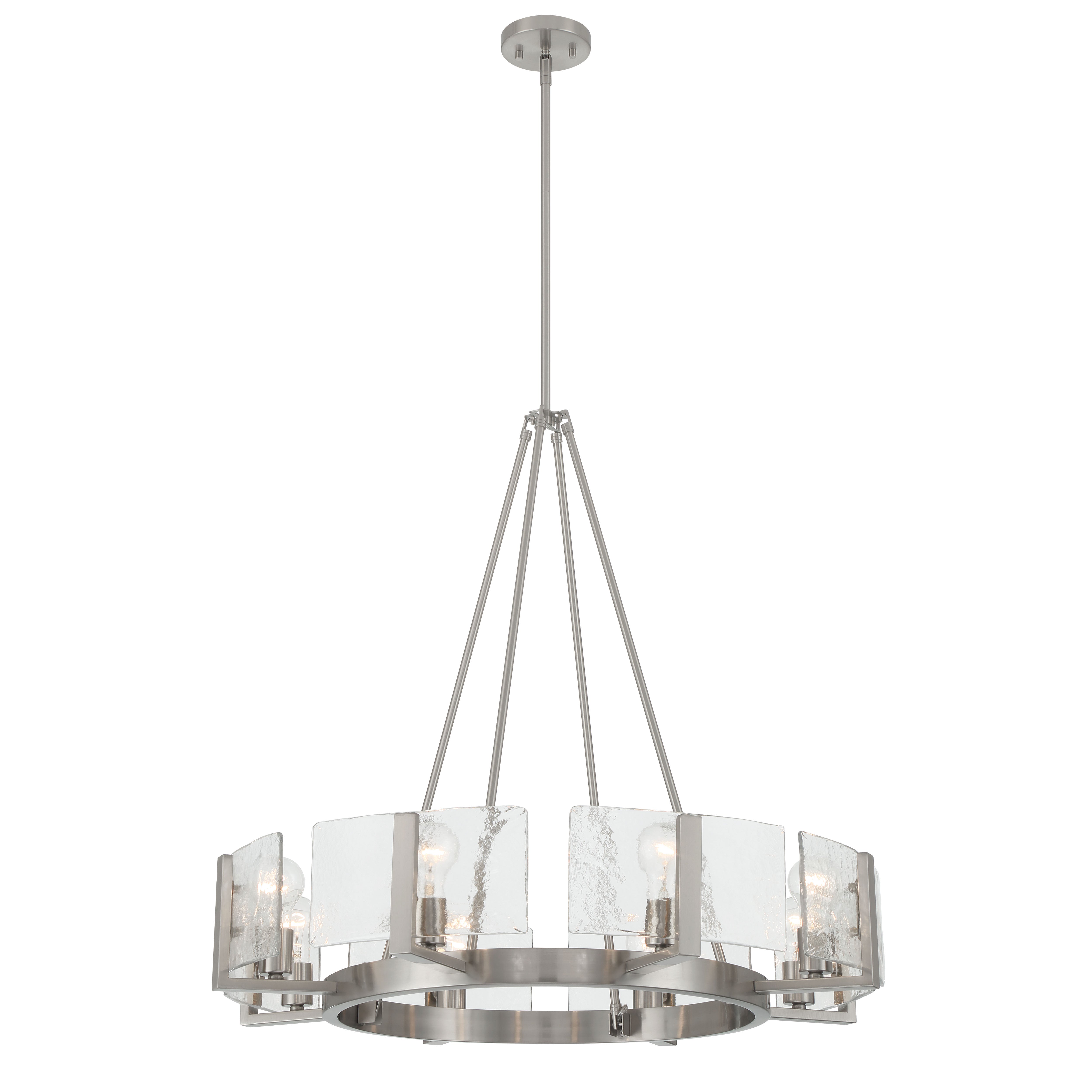 Yep by Golden Lighting Aenon 8-Light Chandelier in Pewter with Hammered Water Glass - - Golden Lighting