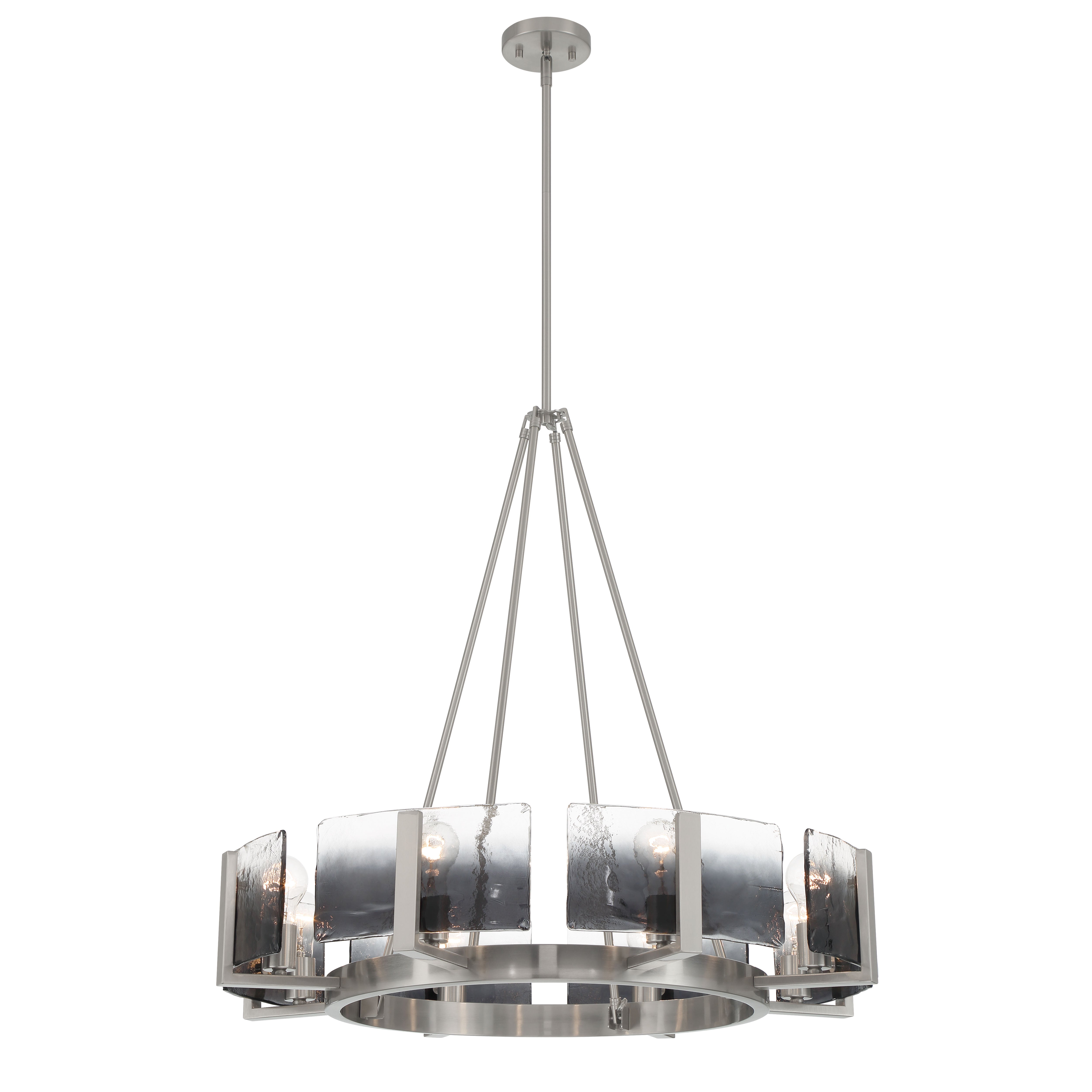 Yep by Golden Lighting Aenon 8-Light Chandelier in Pewter with Smokey Water Glass - - Golden Lighting